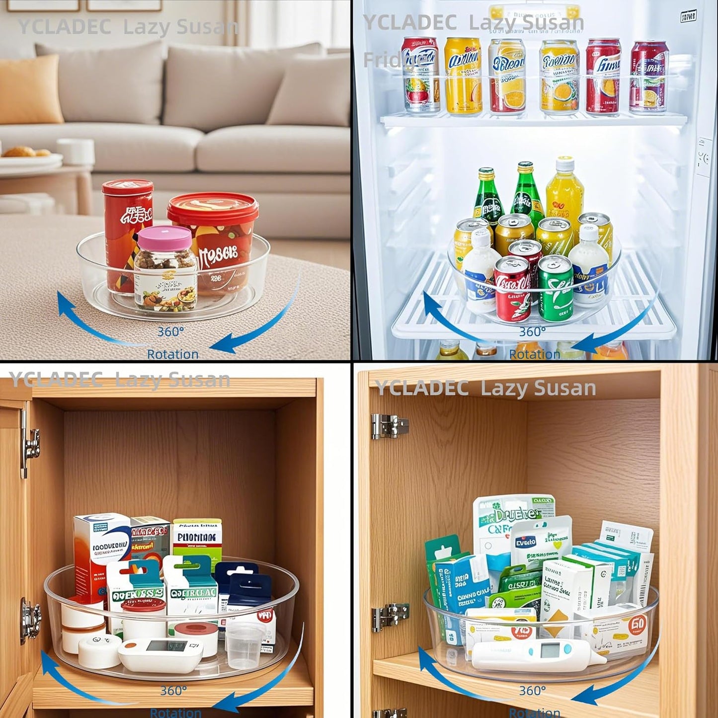 3 Pack Lazy Susan 11.5" Inch Turntable Organizer for Cabinet Pantry Organizers and Storage Organization Spinning Spice Rack Bins Rotating Condiment for Countertop Kitchen Sink