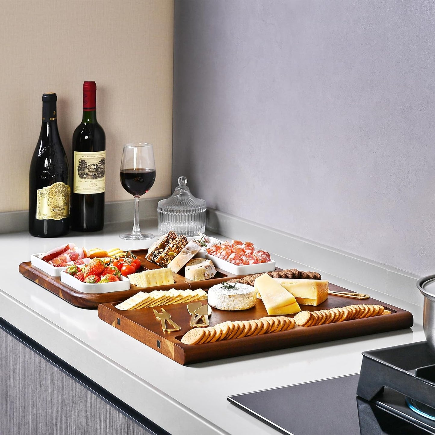 Shanik Premium Charcuterie Board - Extra Large Magnetic Double-Sided Cheese/Meat Serving Tray & Cutting Board - Gift for Weddings, Bridal Showers, Housewarming - Kitchen Essential, Quality 31 ½ inches