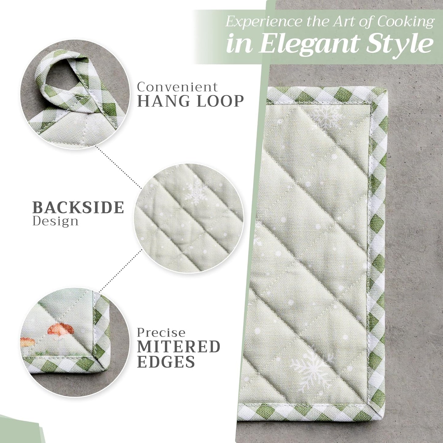 Maison d' Hermine Pot Holders 100% Cotton Heat Resistant Potholders 8" x 8" Hot Pads with Loop BBQ, Cooking, Baking, Grilling, Kitchen, Handling Hot Pans (Pack of 1, Winter Mornings)