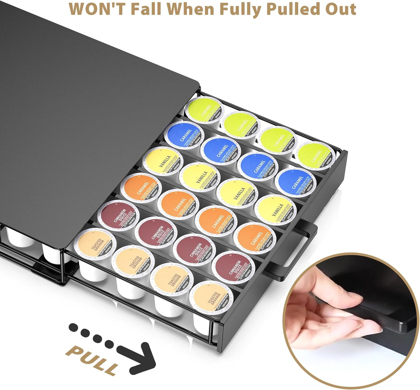 Storage Organizer Drawer for K-Cup Pods, ZECENN Coffee Pods Holder for Keurig Pods, Coffee Station Organizer Coffee Bar Accessories (36 Pods Capacity -Storage Drawer)