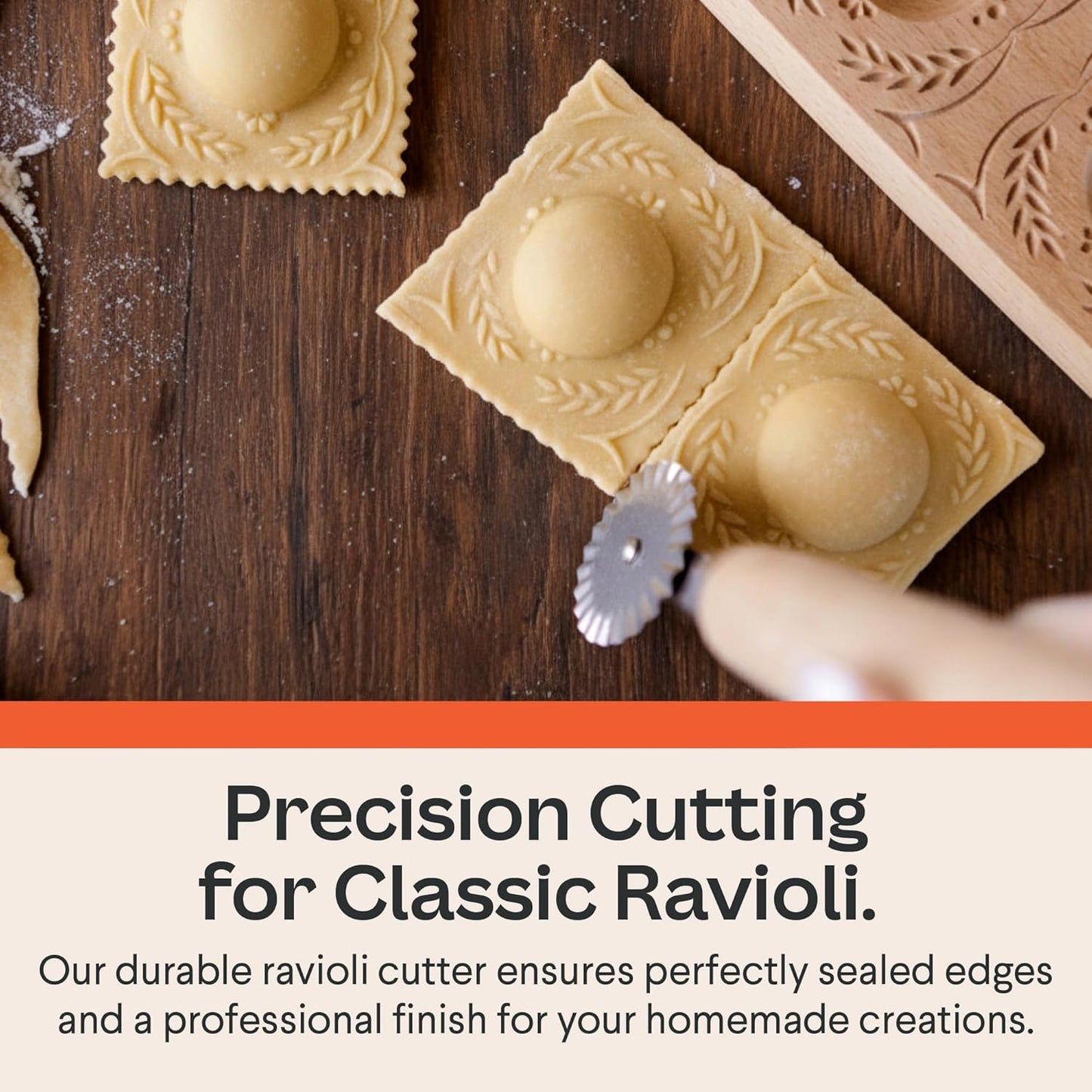 Cooking Gift Set Co. Artisanal Ravioli Maker Press, Wooden Ravioli Mold & Pasta Maker, Ravioli Press, Pasta Cutter Wheel, Ravioli Maker Tool, Guide Pasta Making Tools Set for Homemade Pasta (3 Piece)