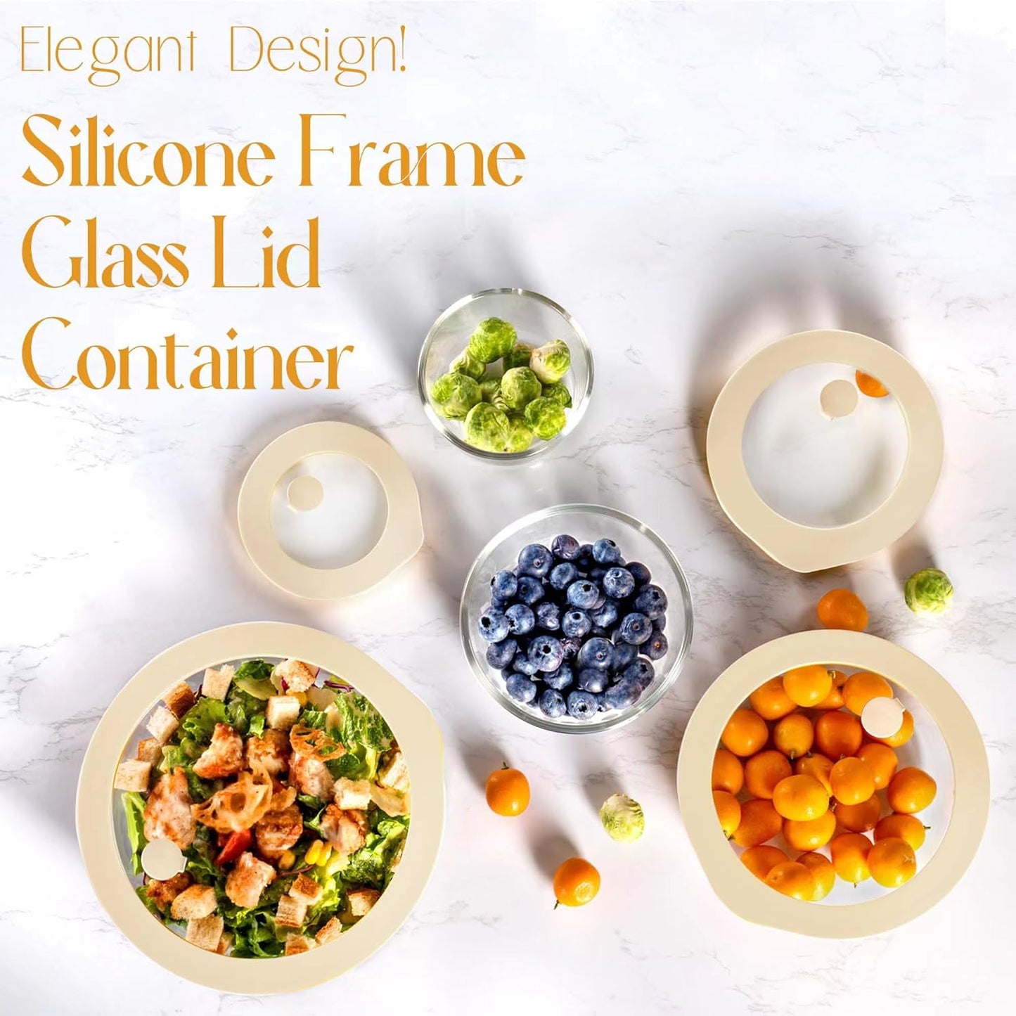 Urban Green Glass Food Container Set with Glass Lid, 4 Pack, Meal Prep Containers with Silicone Framed Airtight Lid, Leakproof, 100% Plastic Free,