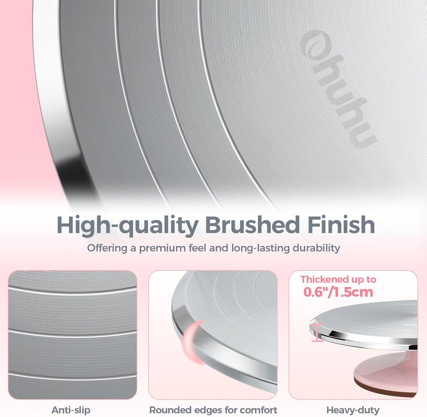 Ohuhu Cake Stand, Aluminium 12''Cake Turntable Decorating Bakery Supplies - BPA-Free Frosting Spinner Rotating Revolving Lazy Susan