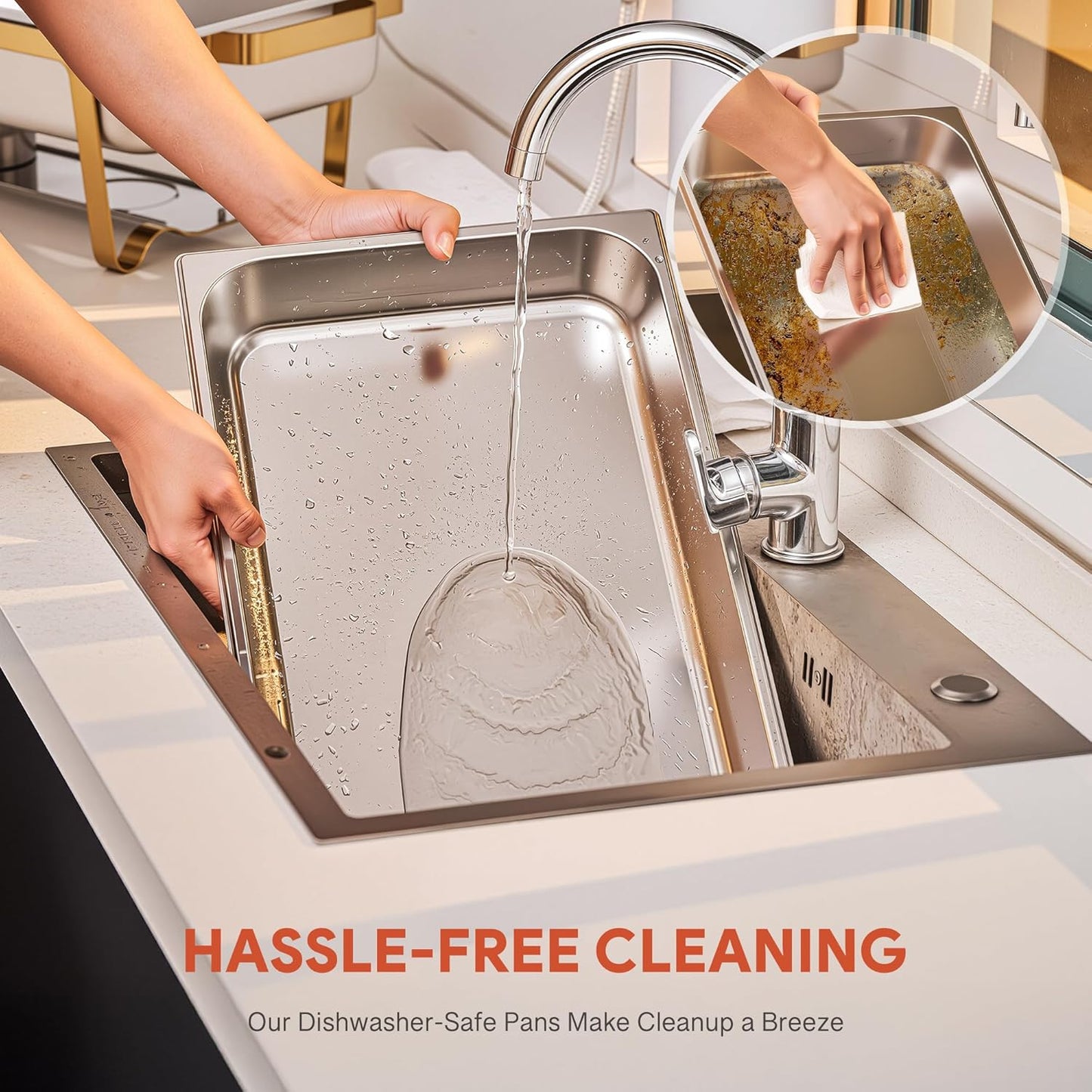 WILPREP Chafing Dishes for Buffet, 2 Pack 9 qt Chafer and Buffet Warmer Set with Full Size Pans & Foldable Frames, Food Grade Stainless Steel Food Warmers for Parties Buffets Banquets, Gold & Silver