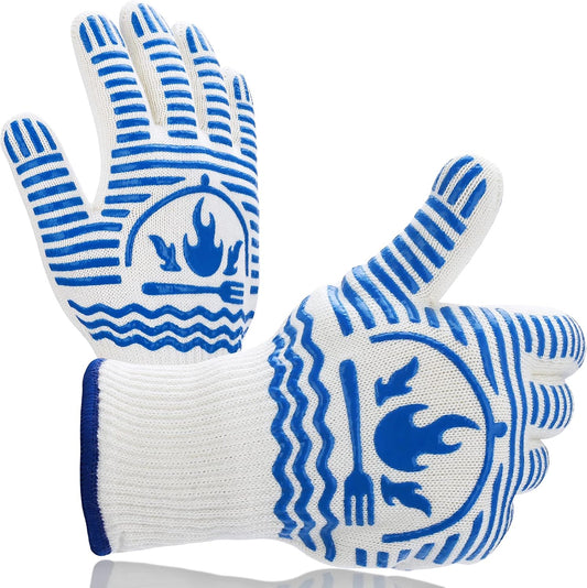 Oven Gloves 1472°F Extreme Heat Resistant BBQ Gloves, Flexible Grill Gloves Non-Slip Food Grade Silicone Oven Mitts for Kitchen, Cooking, Barbecue, Baking, Smoker (11inch)