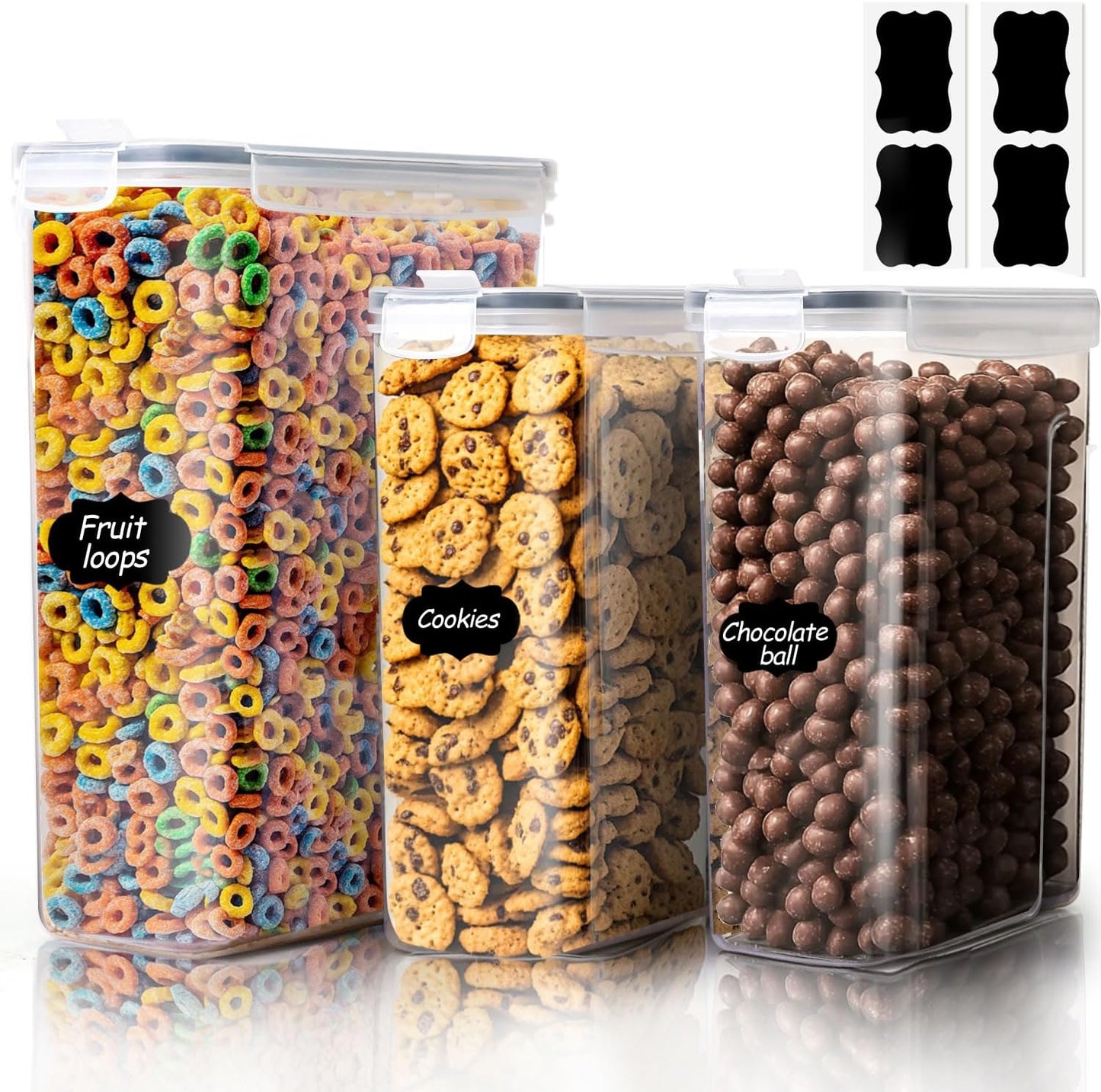 Cereal Containers Storage Set (6L / 4L), Airtight Food Storage Containers for Pet Food Nuts,Cereal Dispenser for Kitchen Pantry Organization