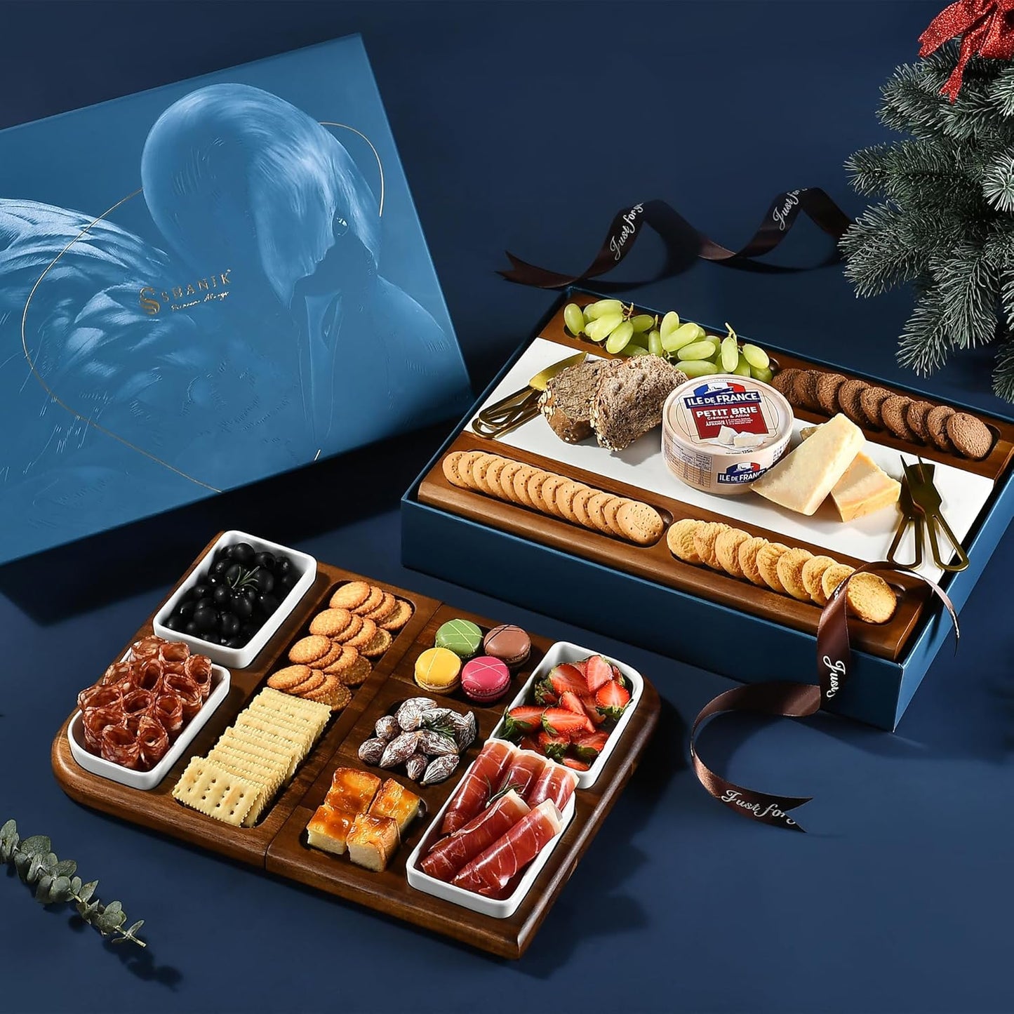 Shanik Premium Marble Charcuterie Board - Magnetic Cheese and Meat Board, Double-Sided Serving Tray and Cutting Board - Gift for Any Occasion Quality Assured (with Engraving)