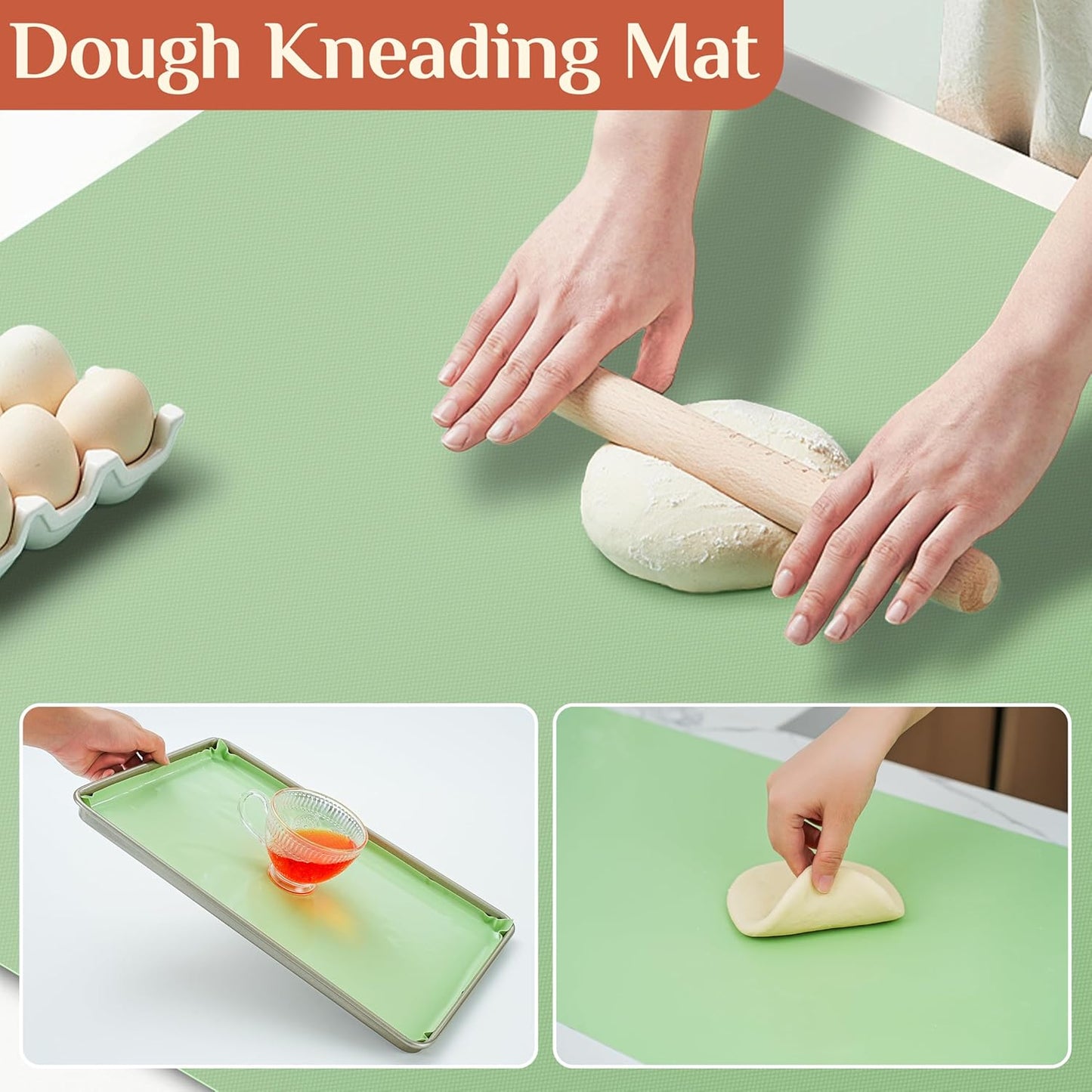Silicone Baking Mat, 12 IN x 10 FT Free Cutting Baking Sheet,Non-Stick Reusable Dough & Pastry Mat,Non-Slip Silicone Mat Roll for Air Fryer Liner,Freeze Dryer,Oven Baking Pan,Kitchen Counter