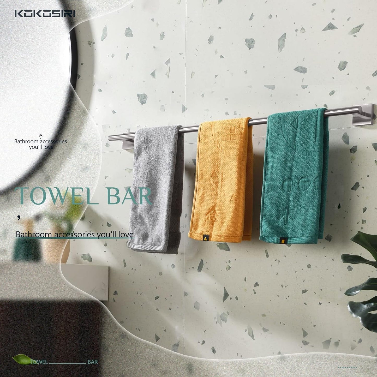 KOKOSIRI Towel Holder Bathroom Accessory Towel Bar for Bath Kitchen Towels Rail 36 Inch Brushed Nickel Stainless Steel B4005BR-L36