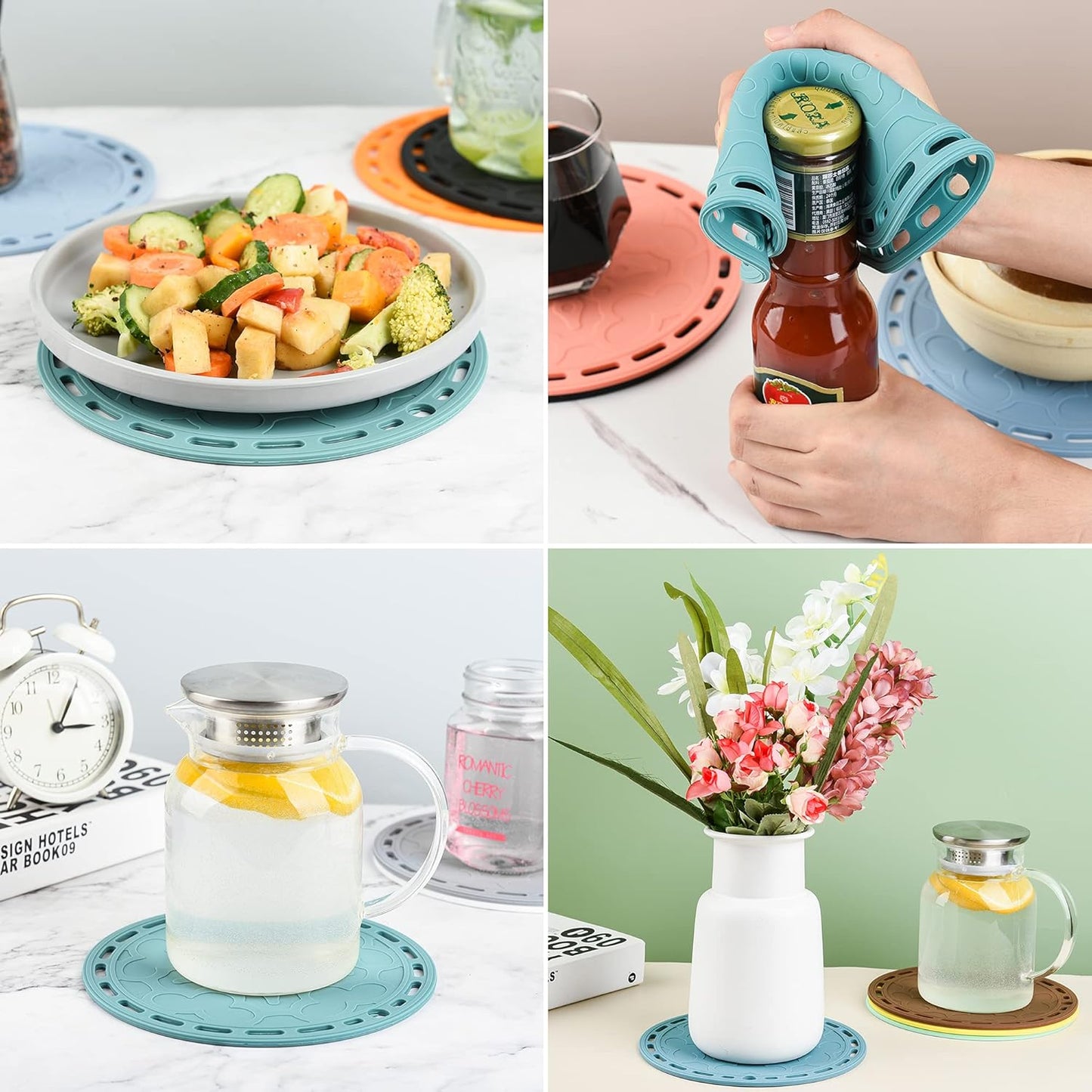 Smithcraft Silicone Trivet Mat for Pots and Pans Big Round Silicone Pot Holder Hot Pads Trivets for Hot Dishes and Pots, Hot Mats for Countertop Tables Spoon Rest Set of 3 (Grey)