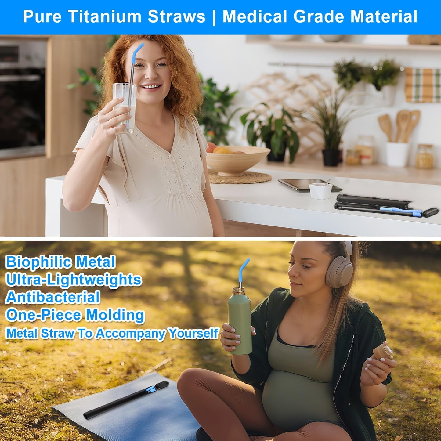 Quality Upgraded 8.5In Medical-Grade Pure Titanium Straw Set 1PCS, Lightweight, Corrosion Resistance, No Metal Flavor, BPA Free, Eco-Friendly Metal Straws Reusable, Suitable For Sensitive Bodies