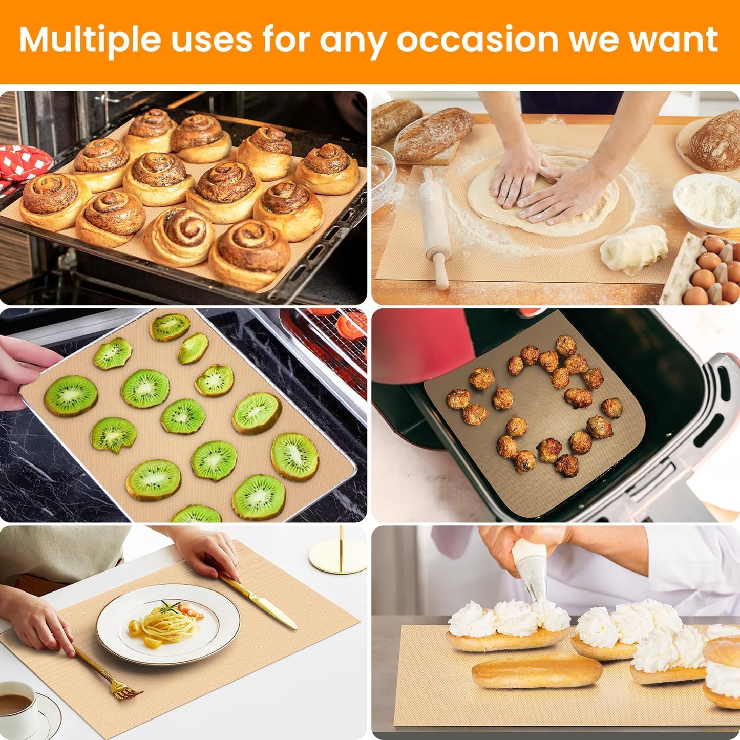 Silicone Baking Mat Roll- Non Stick Best German SIlicone- Heat Resistant Silicone Pastry Mat for Dough Rolling, Non-slip Countertop Protector Mat, Freeze Dryer Mat for Making Cookie Pie Bread Pizza