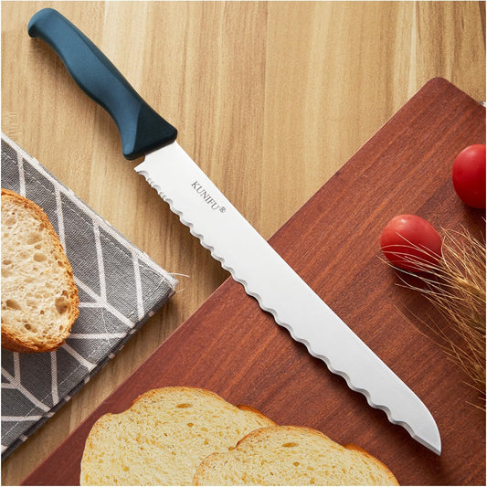 KUNIFU Bread Knife, 9.0 Inch Serrated Knife For Homemade Bread, Bread Slicer For Sourdough Cake Bagels