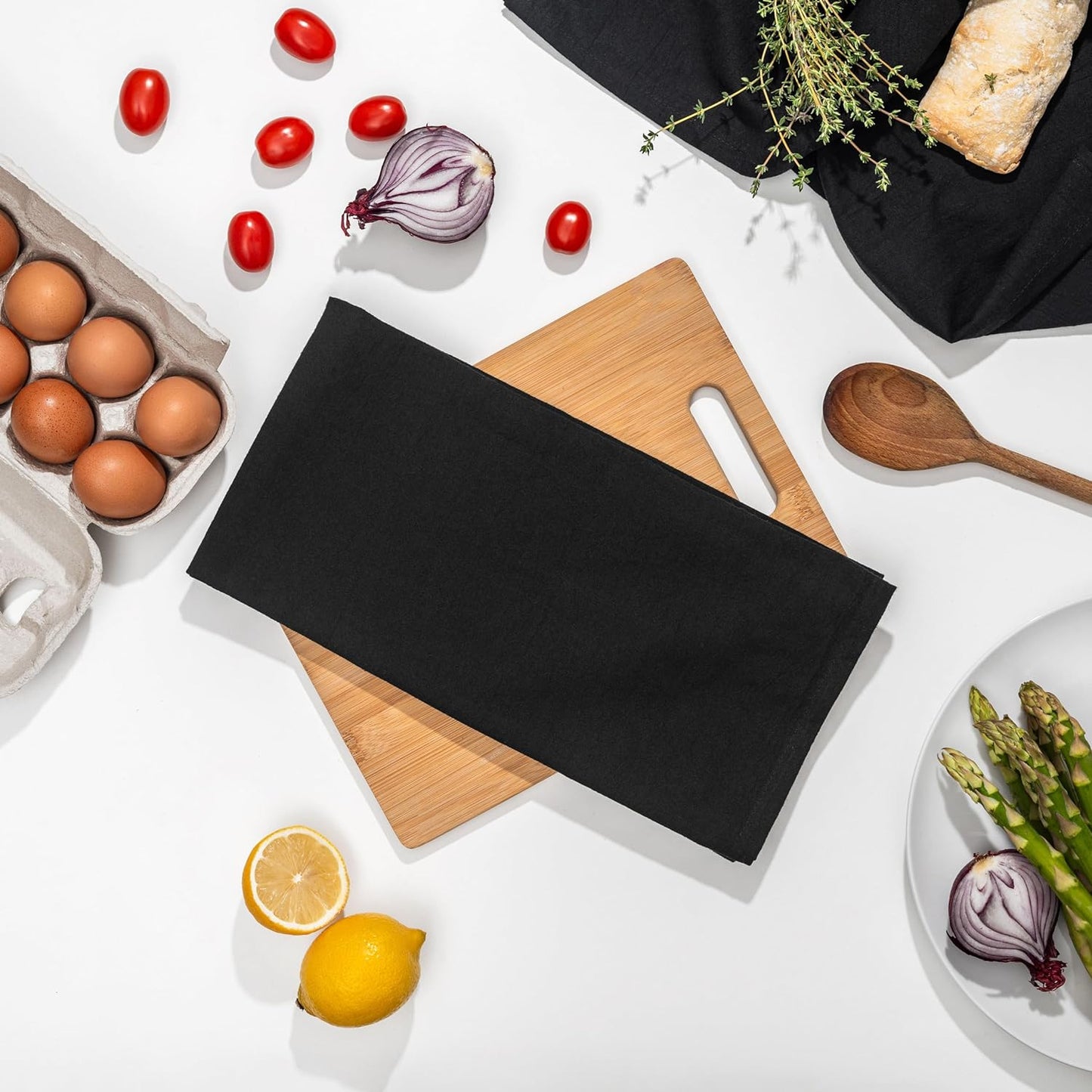 Black Flour Sack Tea Towels - 100% Cotton, 27"x27", 5 Pack, Highly Absorbent Dish Towels - Versatile Use for Baking - Customize with Embroidery, Printing or Sublimation