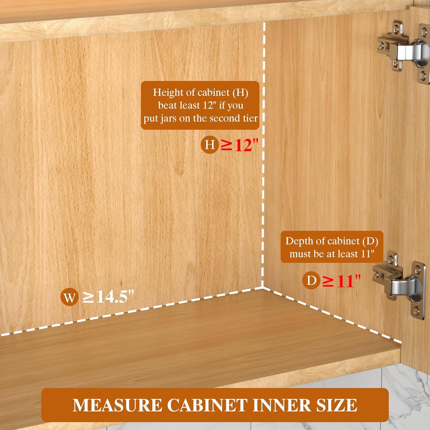 3 Pack Pull Out Spice Rack Organizer for Cabinet, 2 Tier Slide Out Spice Racks Organizer, Spice Cabinet Organizers, Cabinet Size Need:12'' High x 11'' Deep x 5'' Wide, Clear Acrylic