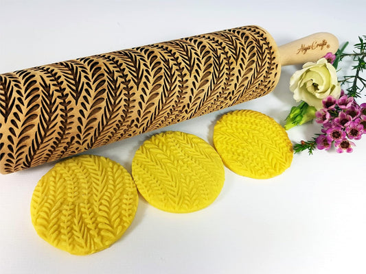 RIVER Embossed Rolling Pin. Dough Roller for Embossed Cookies and Pottery by Algis Crafts
