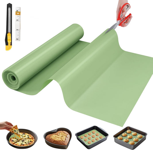 Silicone Baking Mat, 16 IN x 6 FT Free Cutting Baking Sheet,Non-Stick Reusable Dough & Pastry Mat,Non-Slip Silicone Mat Roll for Air Fryer Liner,Freeze Dryer,Oven Baking Pan,Kitchen Counter