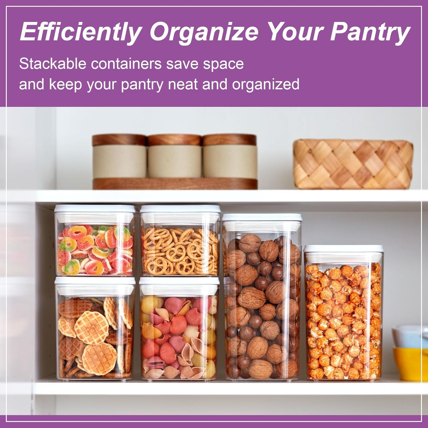 Amazing Abby - Carol - 112-Ounce Acrylic Canister (Set of 3), Plastic Airtight Food Container, Stackable for Pantry Storage, BPA-Free and Shatter-Proof, Perfect for Home and Commercial Use