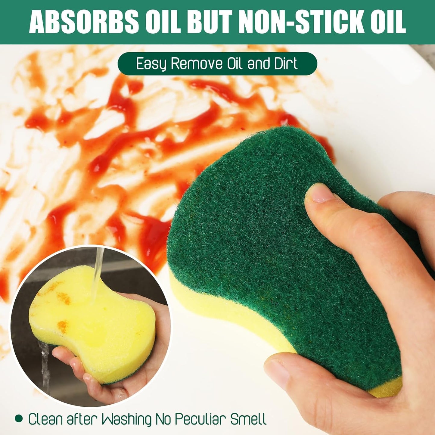 Tanlade 480 Pcs Individually Wrapped Sponges Kitchen Bulk Non Scratch Scouring Sponges for Dishes Household Cleaning Travel Apartments Hotel Car