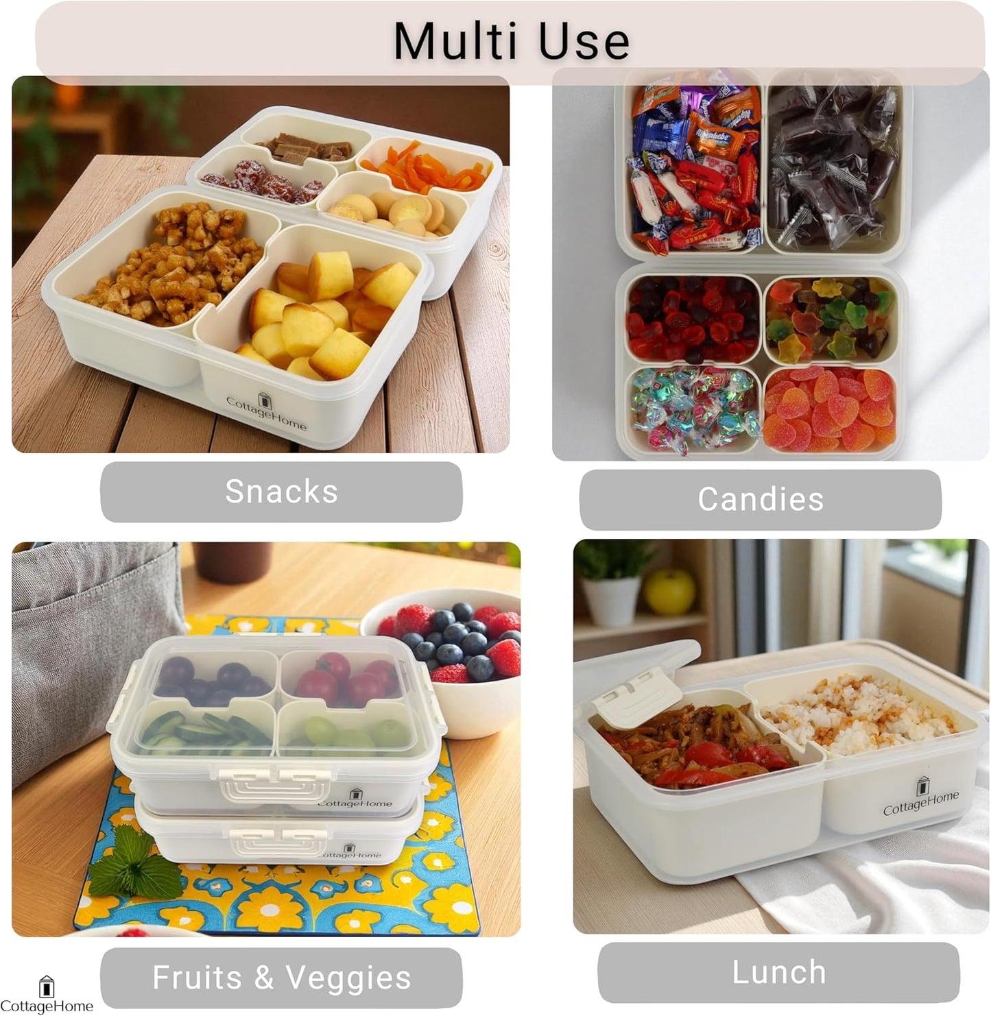 Mini Snackle Box Containers - 2-Pack Reusable Snack Containers - Dishwasher Safe - For Lunch, School, Meal Prep & Travel