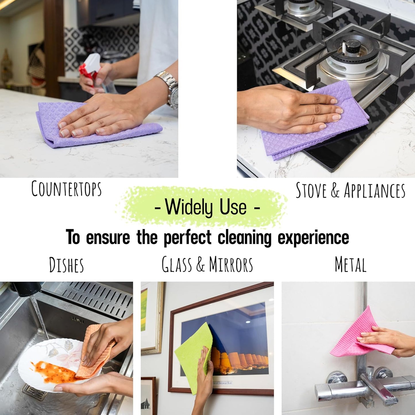 Swedish Dishcloths for Kitchen 10 Pack – Reusable Swedish Dish Cloths That Don't Smell, Oeko-TEX Certified Eco-Friendly Dish Cloths