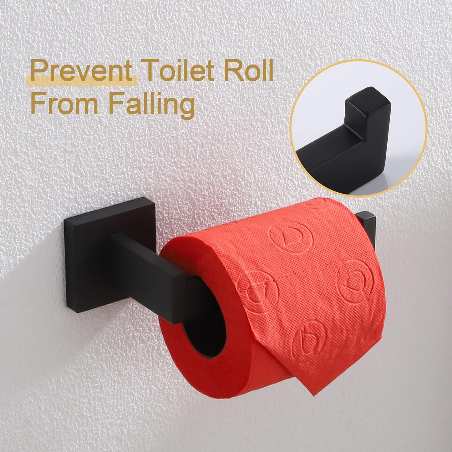 KOKOSIRI Black Toilet Paper Holders Bathroom Toilet Paper Roll Holder SUS304 Stainless Steel Contemporary Wall Mounted, 2 Pack, B2003BK-P2