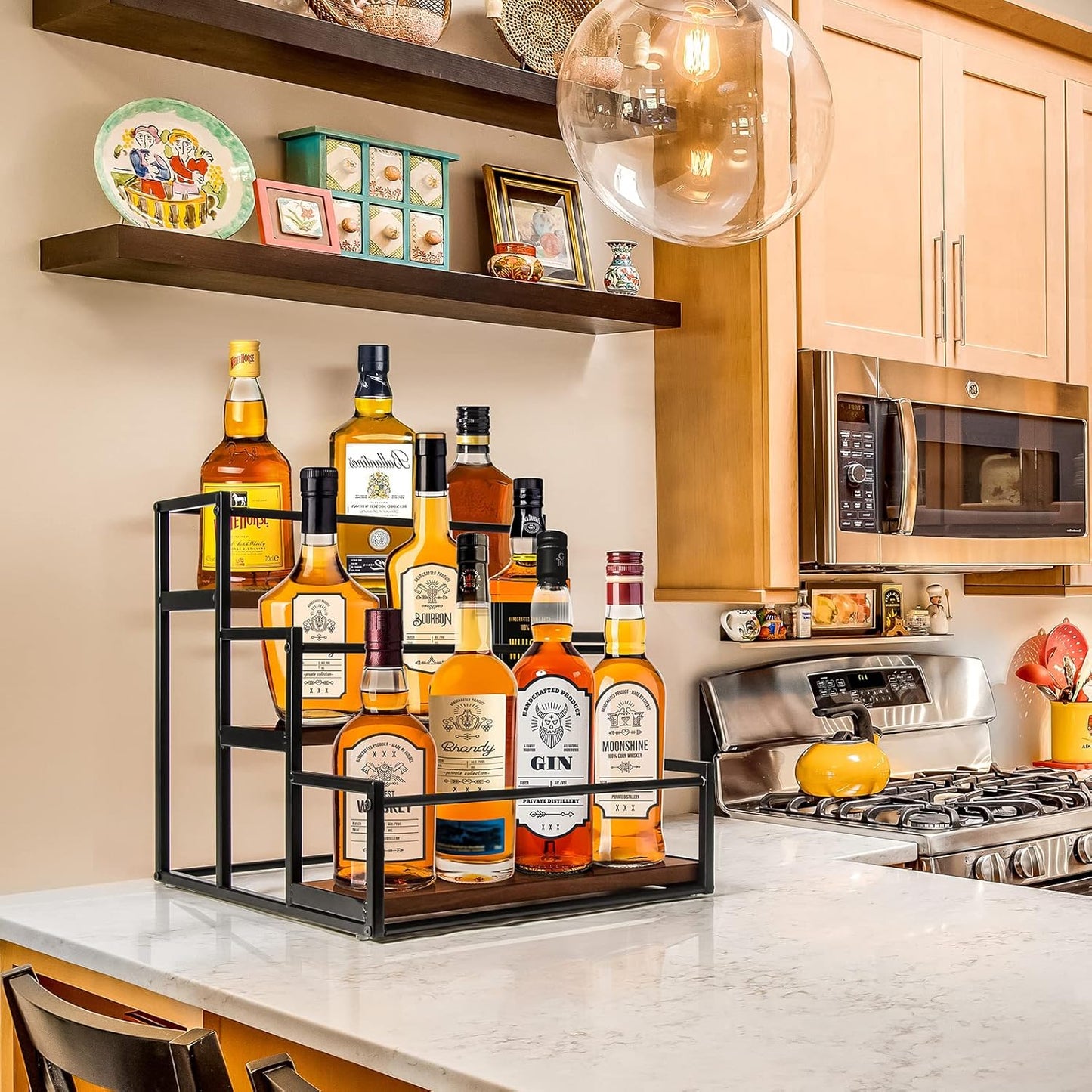 THYGIFTREE Coffee Syrup Rack Organizer 3-Tier 12 Syrup Bottles Holder Stand for Coffee Bar Station Storage Shelves for Syrup, Wine, Dressing for Kitchen
