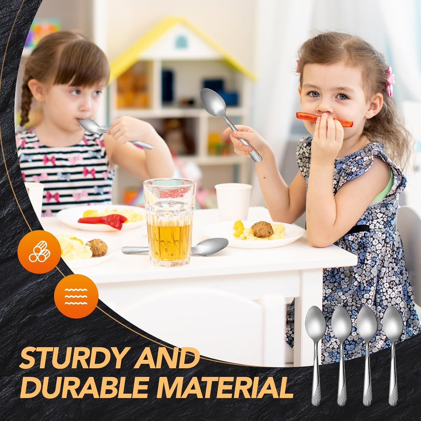 200 Pcs Dinner Spoons Set 6.7 Inches Stainless Steel Dessert Spoons bulk Silverware for Home Restaurant Kitchen Mirror Polished Dishwasher Safe