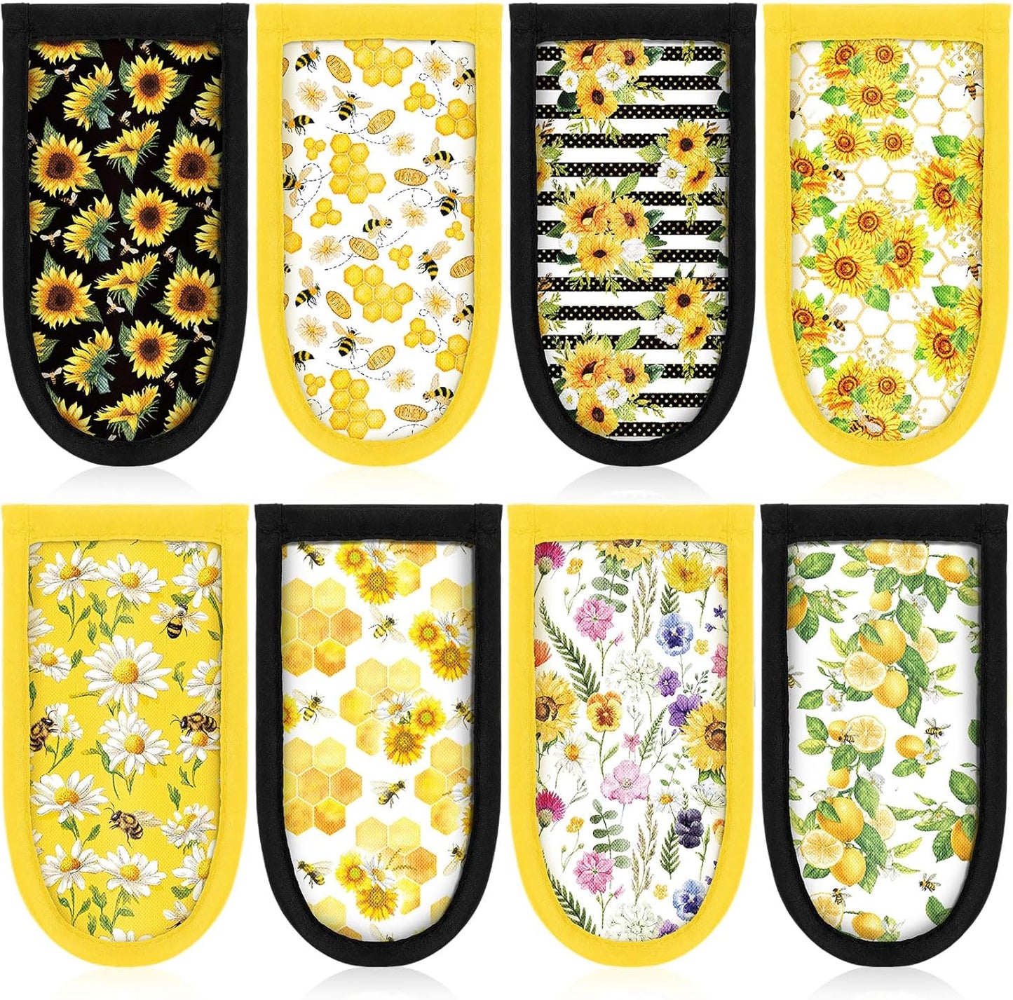 Patelai 8 Pieces Cast Iron Skillet Handle Covers Pan Handle Holder Sleeve Heat Resistant Non Slip Skillet Pot Holders Mitt Protector for Kitchen Cooking BBQ Baking Cookware, 8 Styles