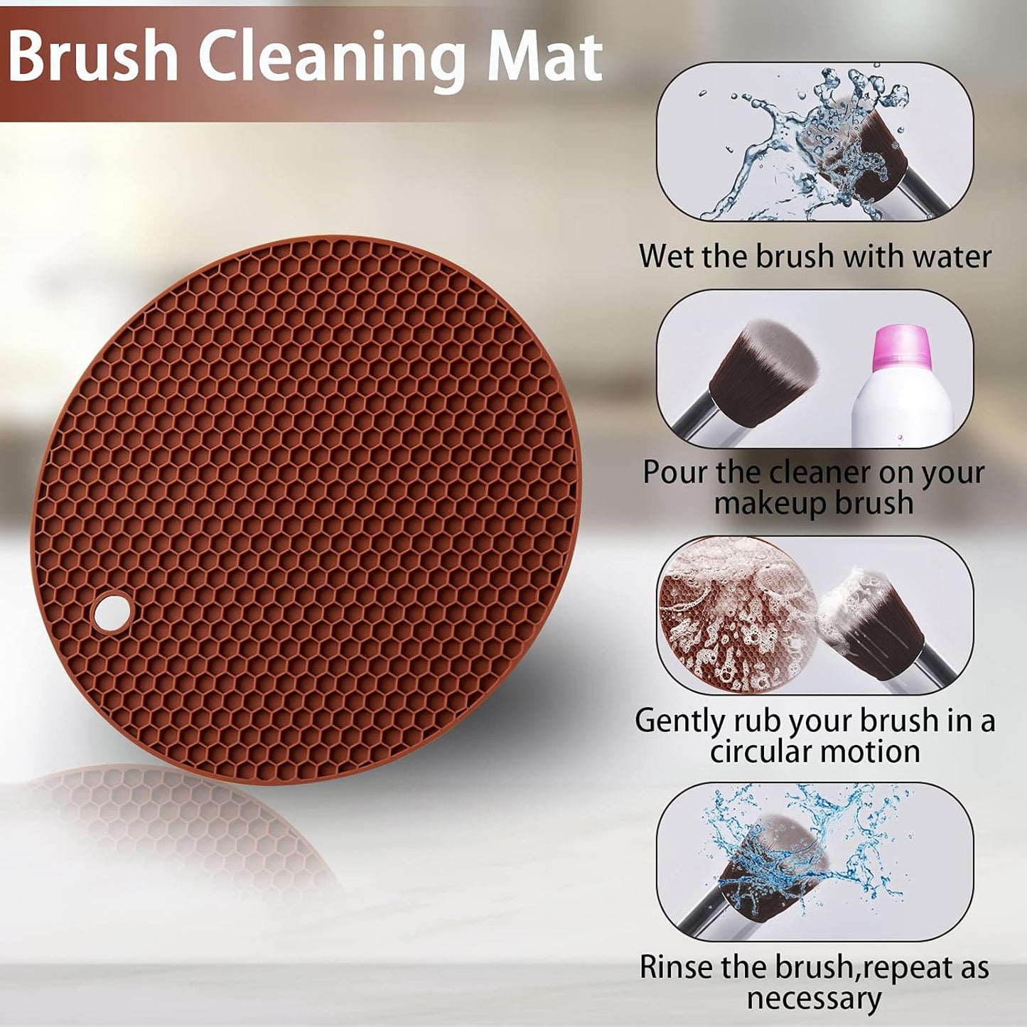 Joyhalo Trivets for Hot Dishes - Hot Pads for Kitchen, Silicone Pot Holders for Hot Pots and Pans, Silicone Mats for Kitchen Countertops, Table, Flexible Easy to Wash and Dry, Brown