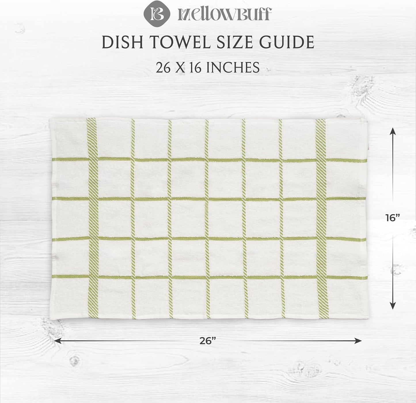 100% Cotton Terry Dish Towels, 4 pack16 x26 Inches, Super Soft and Absorbent Kitchen Towels, Perfect for Kitchen Cleaning and Dish Washing | Green