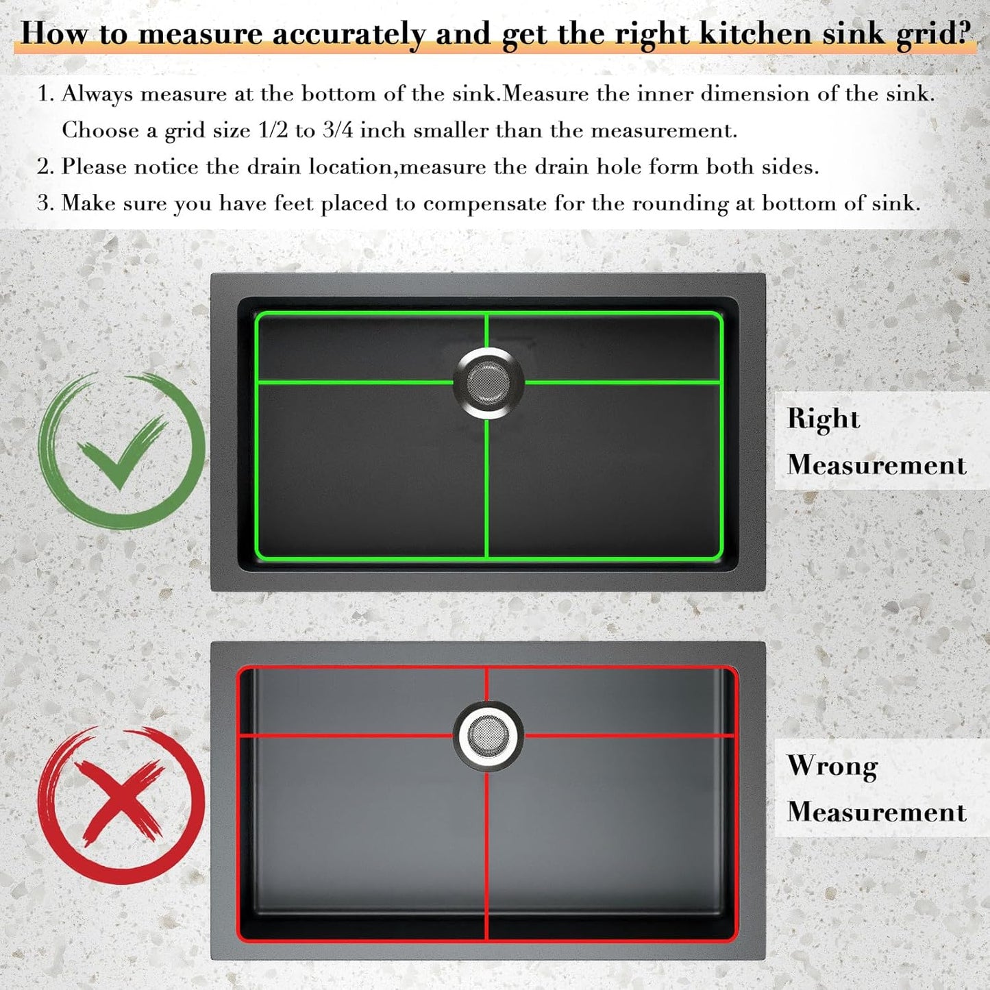 26-1/8’’ x 14-1/8’’ Stainless Steel Sink Grid, Sink Protectors for Kitchen Sink, Sink Protector with Rear Drain for Single Sink Bowl, Sink Bottom Grid, Sink Grate for Bottom with Sink Strainer