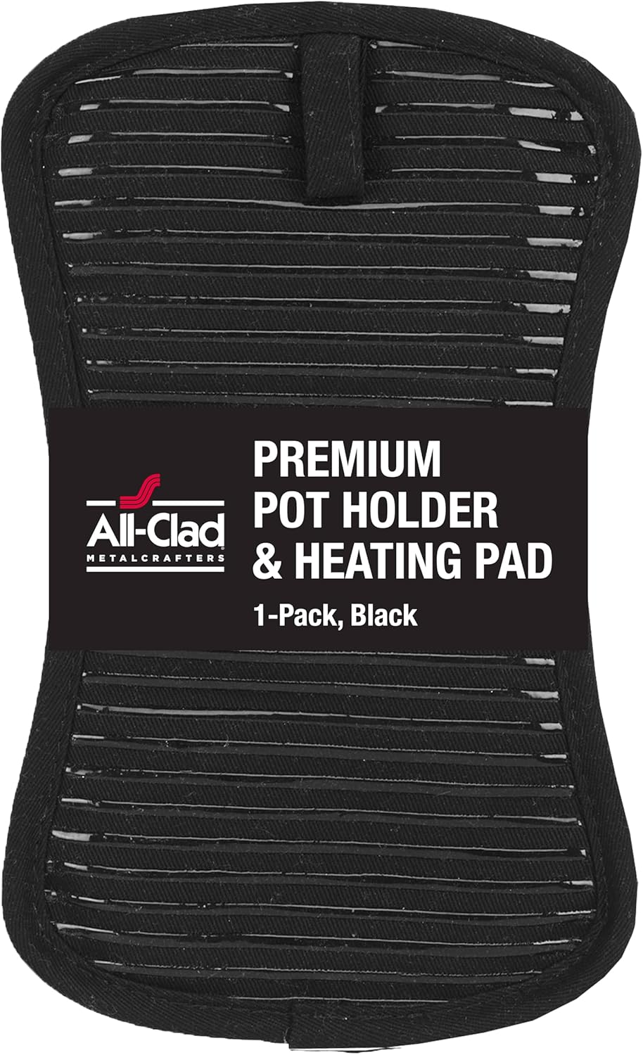 All-Clad Premium Pot Holder & Hot Pad: Heat Resistant to 500 Degrees - 100% Cotton, 10"x6.25" Hot Pad for Kitchen and Barbeque, (1-Pack), Black