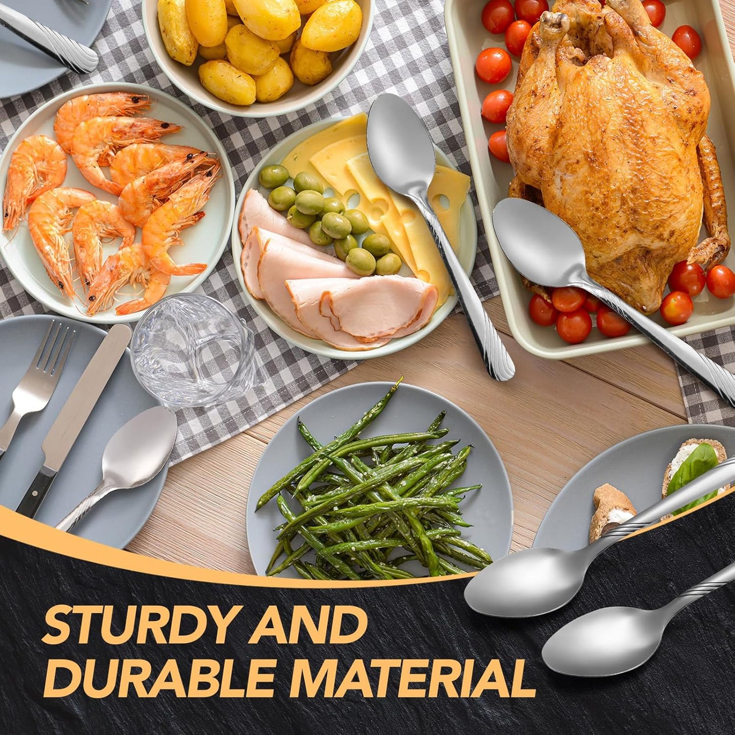 200 Pcs Dinner Spoons Set 6.7 Inches Stainless Steel Dessert Spoons bulk Silverware for Home Restaurant Kitchen Mirror Polished Dishwasher Safe