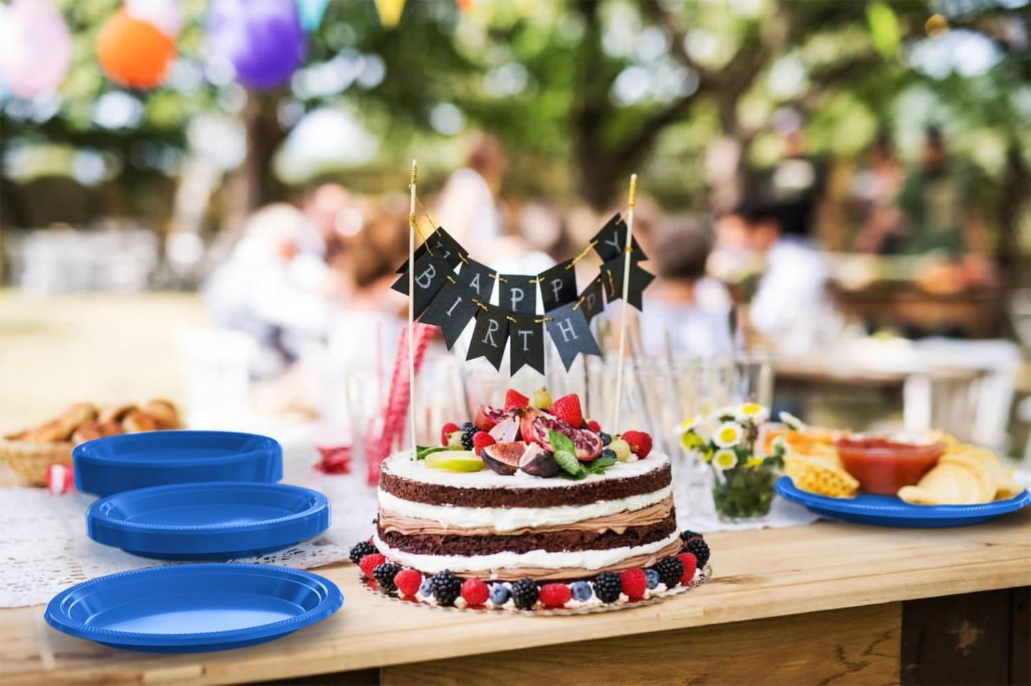 Exquisite Party Solids Dark Blue Plastic Plates For Party 10" Dark Blue Disposable Plates Heavy Duty Supplies 100 Pcs Plastic Dinnerware Sets Heavy Duty 350 GSM Disposable Dinnerware Set