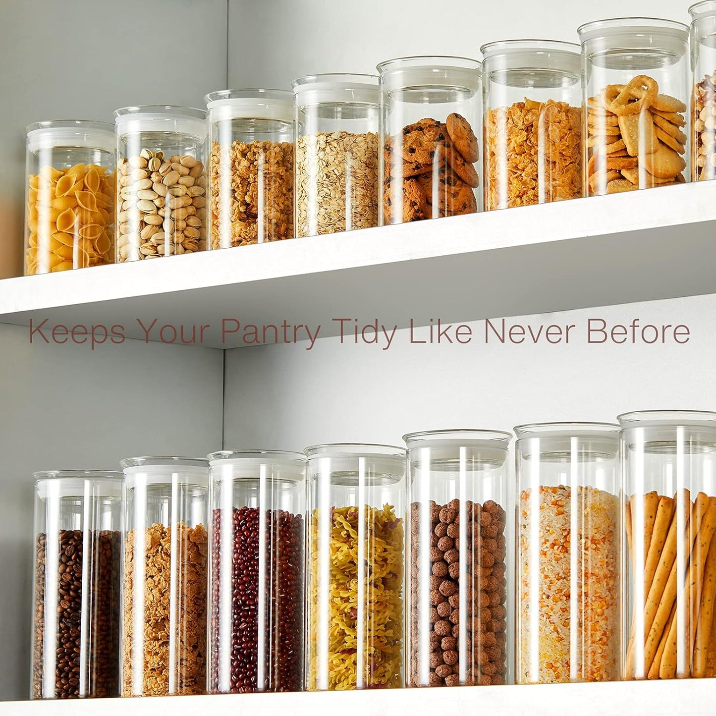 ZENS 37oz Glass Jars Set of 2, Clear Glass Kitchen Canisters with Airtight Lids, Wide Mouth Glass Storage Containers for Cereal, Coffee Beans, Loose Tea