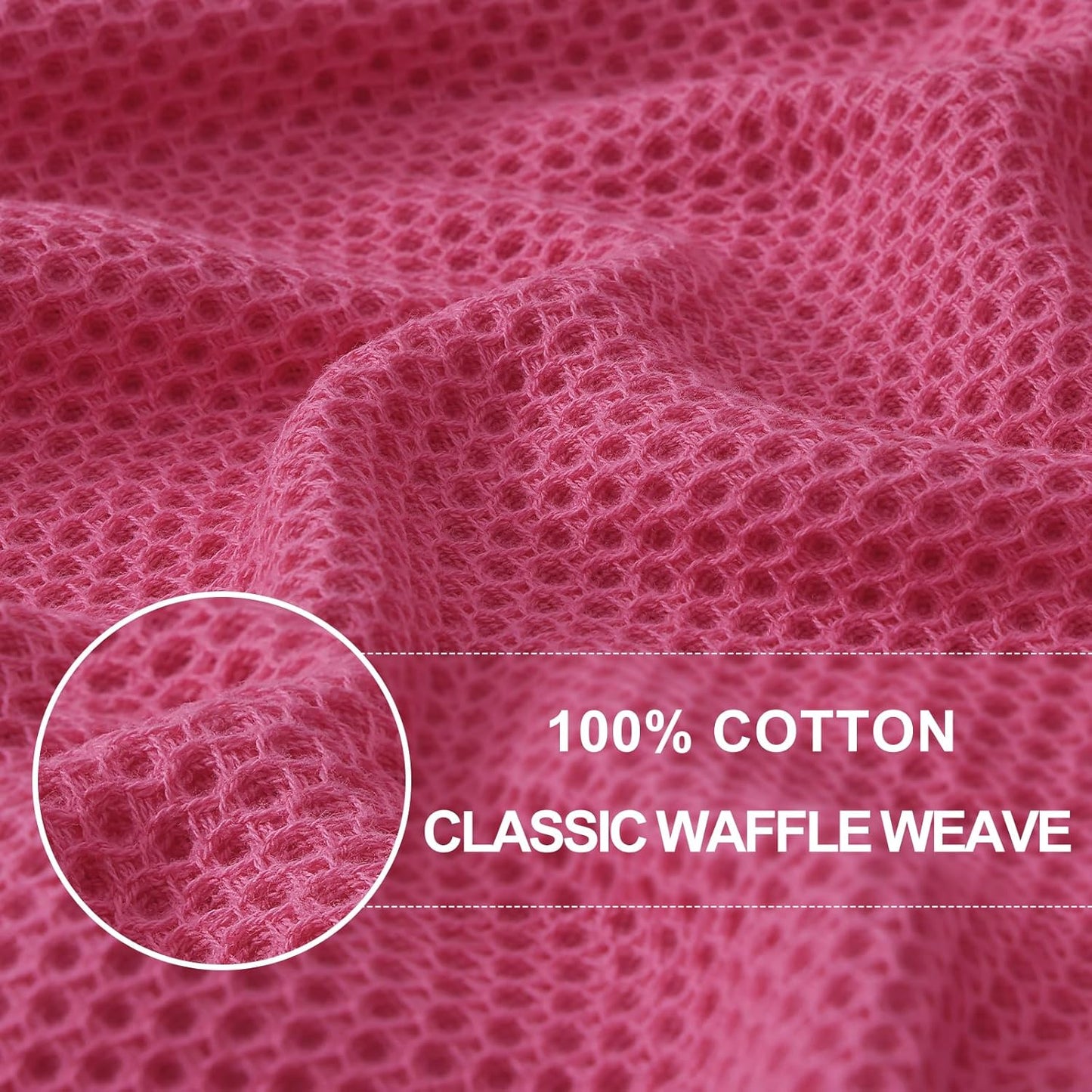 Homaxy 100% Cotton Waffle Weave Kitchen Dish Cloths, Ultra Soft Absorbent Quick Drying Dish Towels, 12 x 12 Inches, 8-Pack, Hot Pink