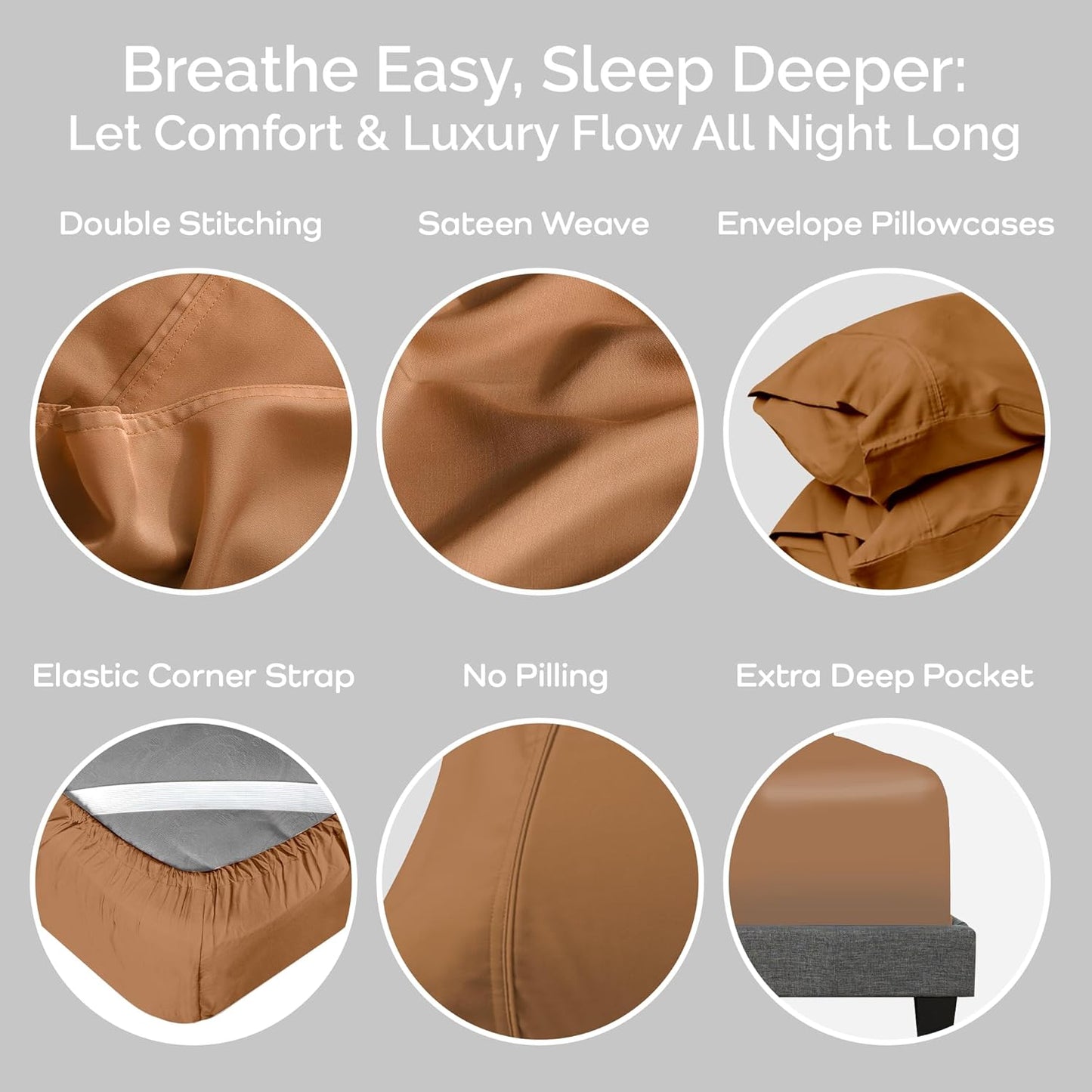 100% Viscose from Bamboo Sheets California King Size, Super Soft Bedding Set, 4PC Cooling Sheets for Hot Sleepers, Vegan Silk Moisture Wicking, Organically Grown Bedsheet, Almond - 72" x 84"