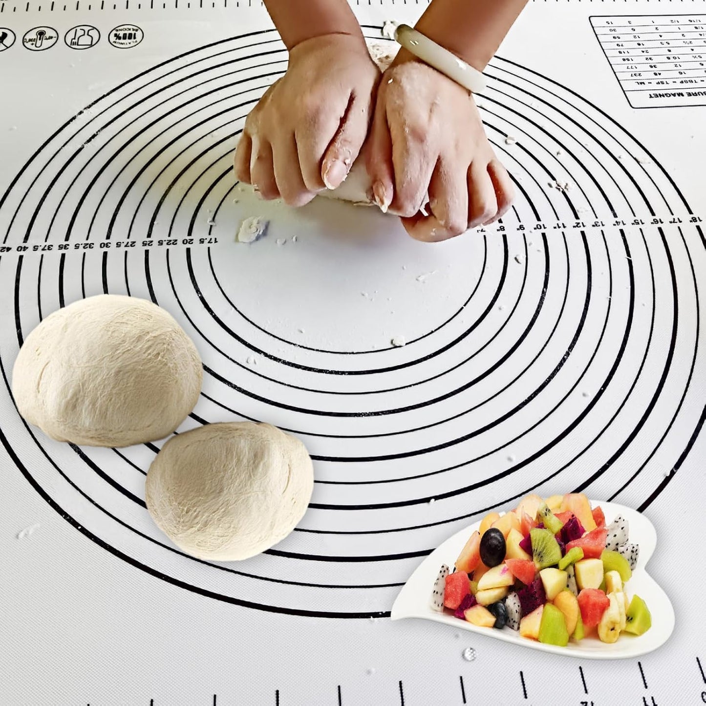 Dough Mat Silicone Baking Mats for Rolling Pastry,Kneading Sheet Sourdough Bread Baking Supplies Black 24x16"