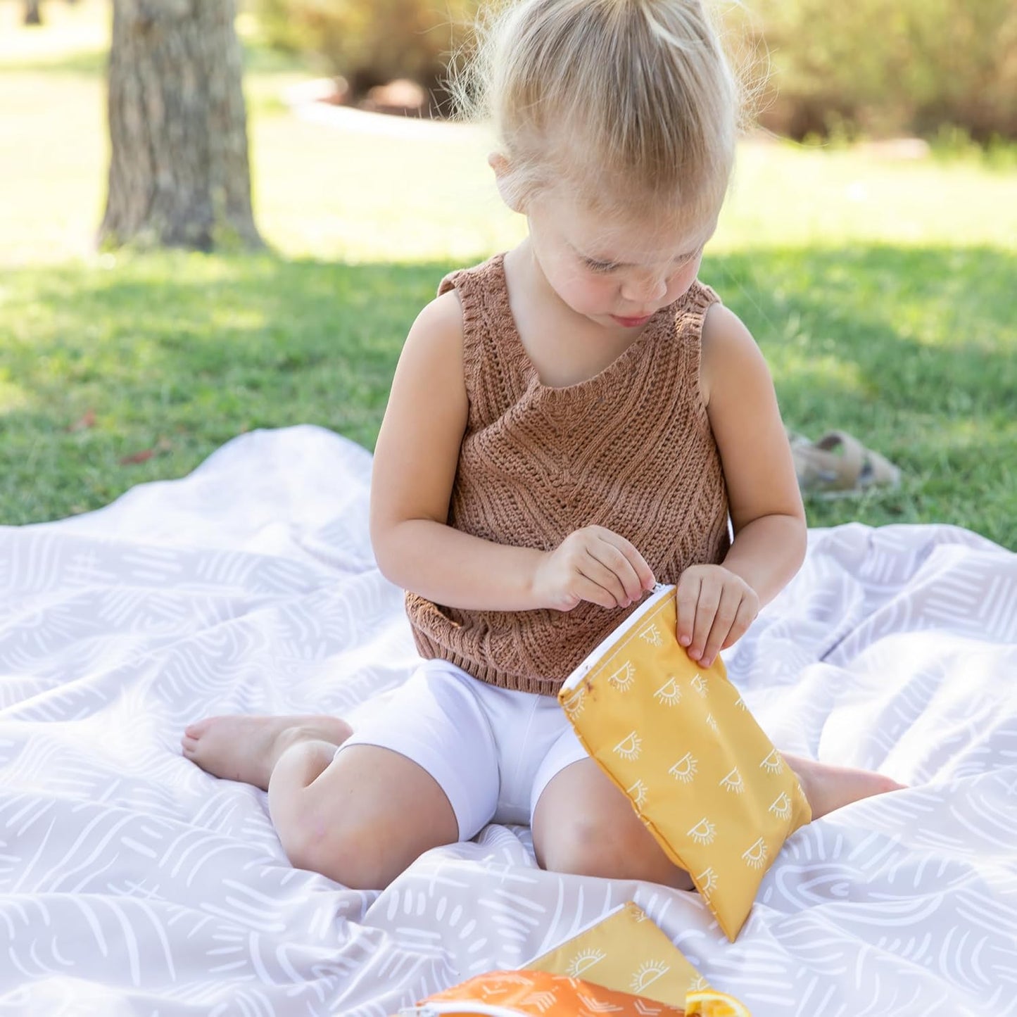 Bumkins Reusable Sandwich and Snack Bags, for Kids Lunch Bags and for Adults, Washable Fabric, Cloth Zip Bag, Dishwasher-Safe, Food-Safe, Safety Tested (4-Pack), Large, Desert Boho Set