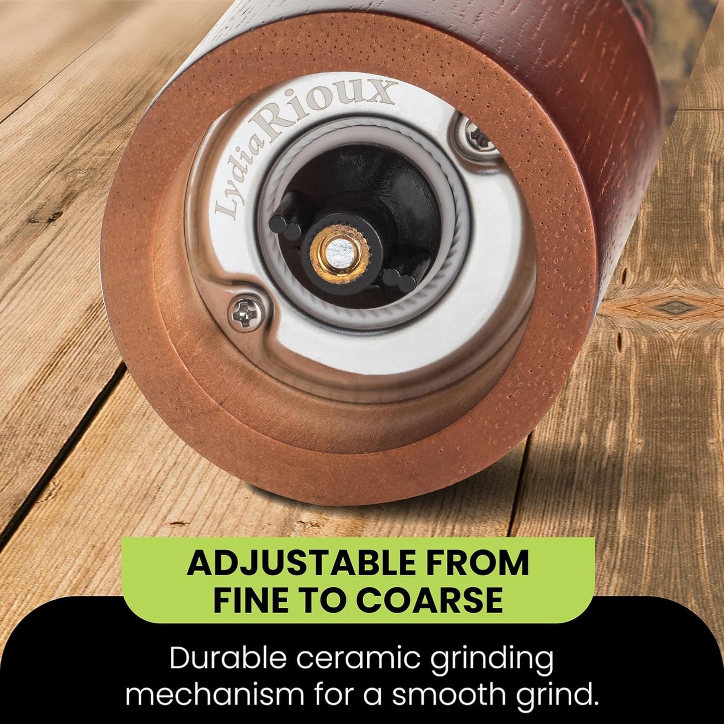 Salt and Pepper Grinder Set - Acrylic Salt and Pepper Grinders - Refillable Wooden Salt and Pepper Mill 8 inch Set of 2