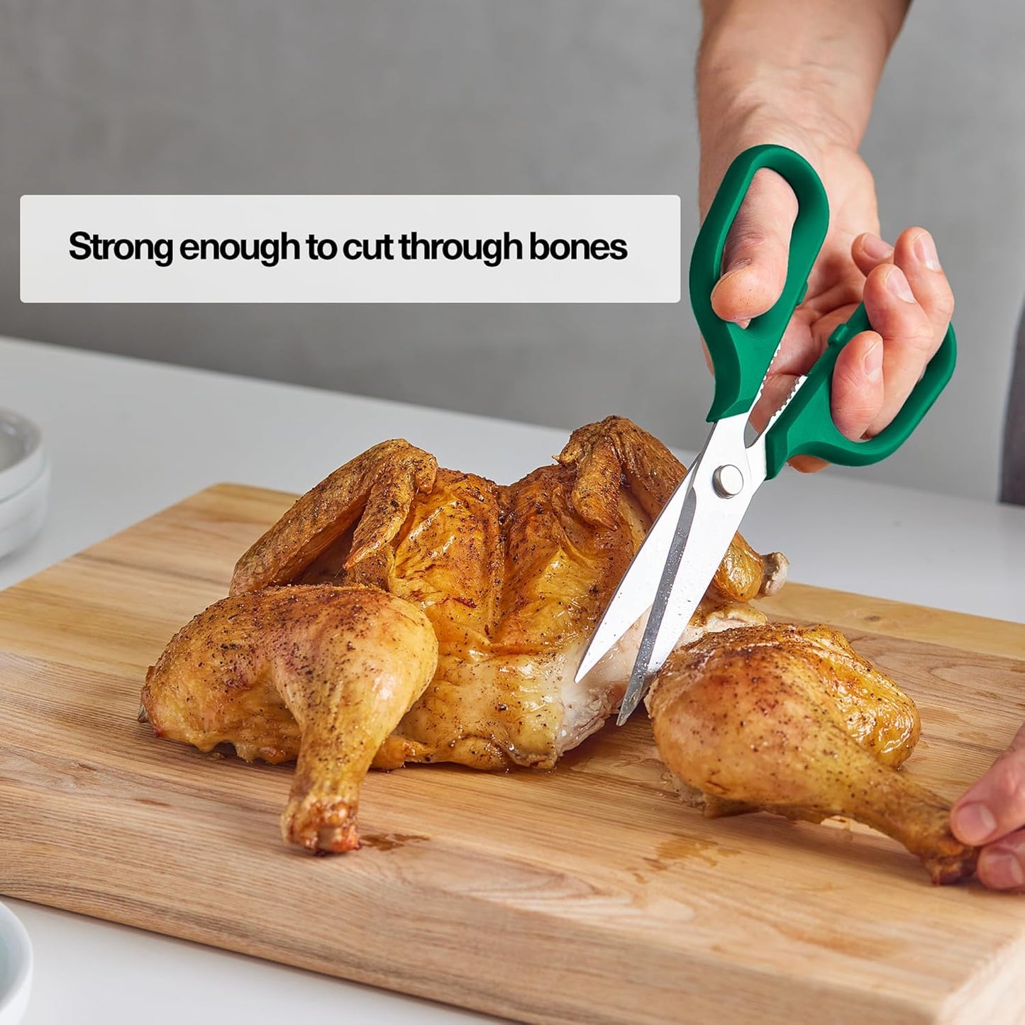 Misen Heavy Duty Kitchen Shears - Comfortable Ambidextrous Scissors for Meat, Poultry, Herbs & More - Easy to Clean - German Stainless Steel - Large | Green