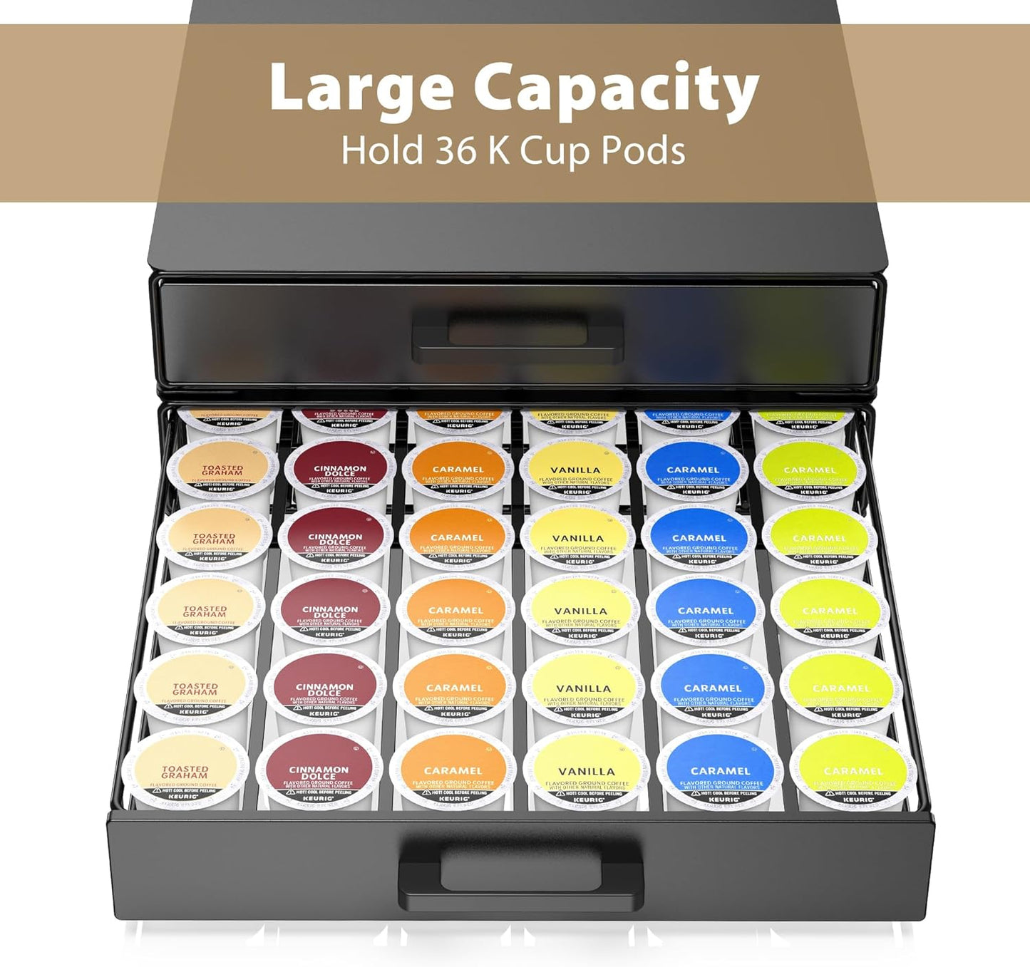 Storage Organizer Drawer for K-Cup Pods, ZECENN Coffee Pods Holder for Keurig Pods, Coffee Station Organizer Coffee Bar Accessories (36 Pods Capacity -Storage Drawer)