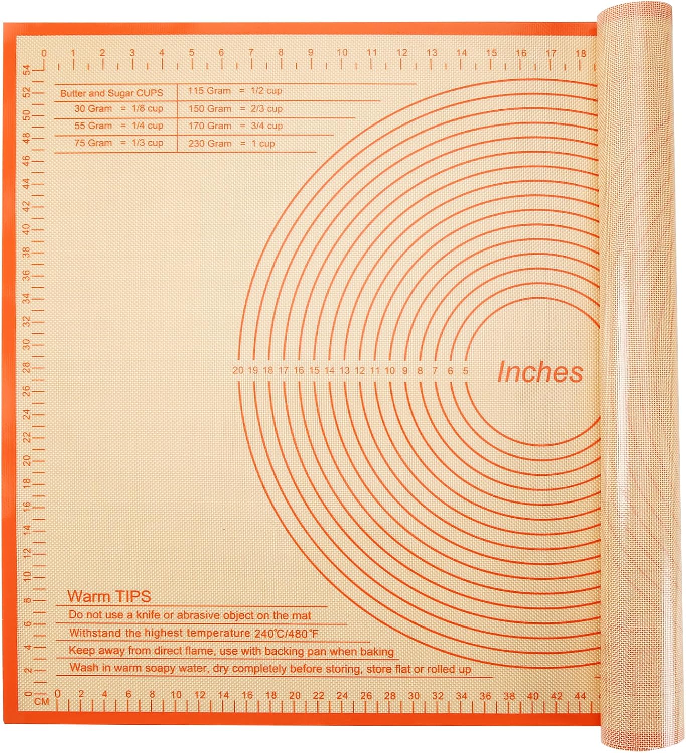 Silicone Pastry Mat 36x24 Inch - Nonstick Baking Mat Perfect for Dough, Pastry, Pie Crust, Fondant, Bread, Cookies, Pasta, Pizza, Kitchen Counter Mats