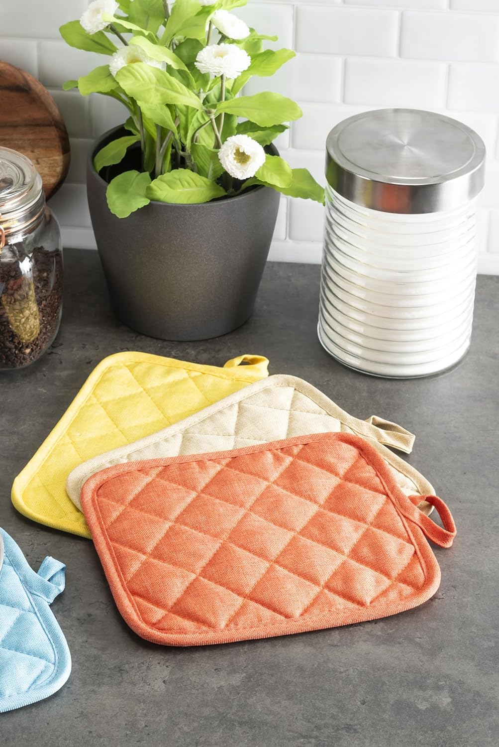 American Linen Pot Holders, Hot Pads, Table Pads for Kitchen and Dining Table, Non Slip Heat Resistant Hot Pot Holder (Sunshine, 8 Pack)