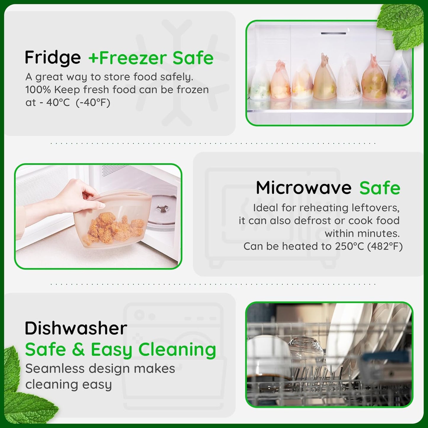 Reusable Silicone Food Storage Bags 3.6Cup (29oz), Airtight food Storage Containers Food Grade Silicone Snack Bags, BPA Free Food Storage Container, Microwave Safe, Sous Vide Container, Taupe Brown