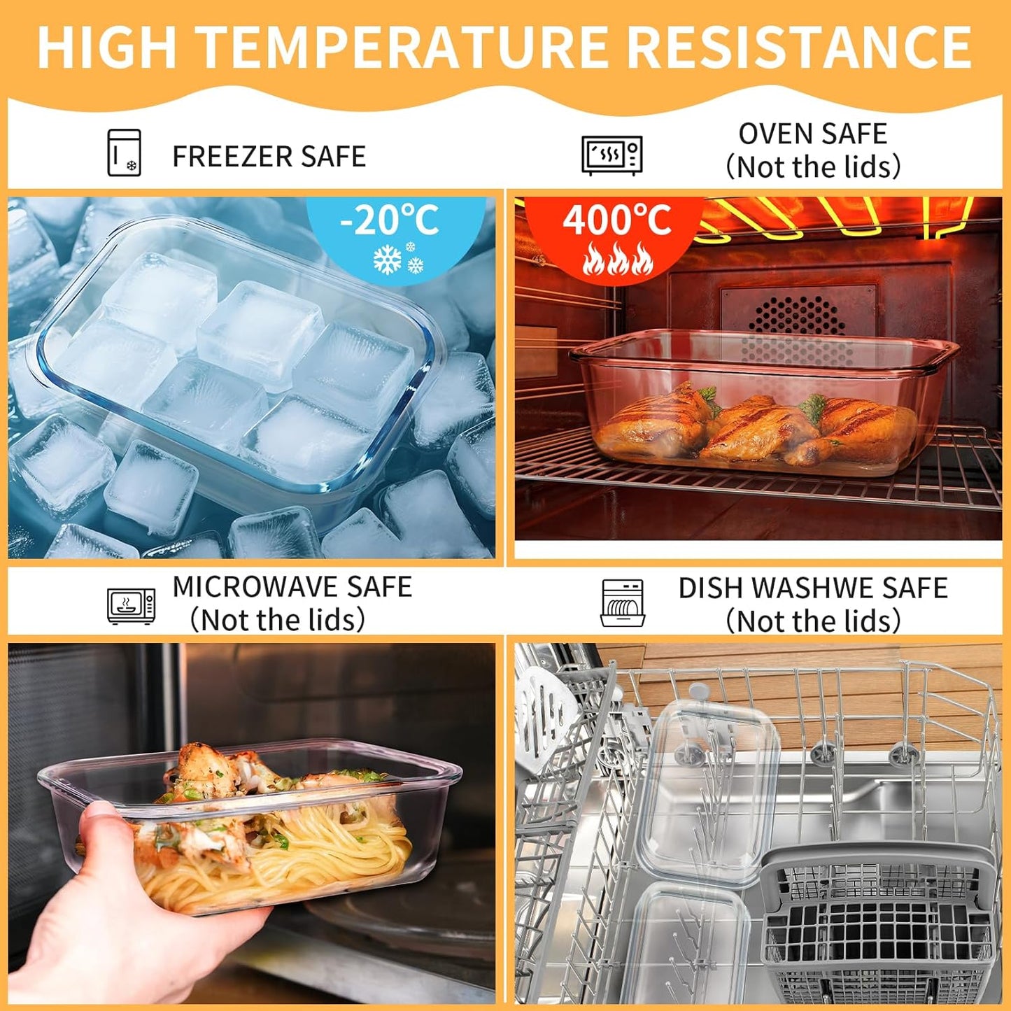 Skroam 15 Pack Glass Food Storage Containers with Lids Airtight, Glass Meal Prep Containers, Lunch Containers with Lids for Microwave, Oven, Freezer and Dishwasher Safe