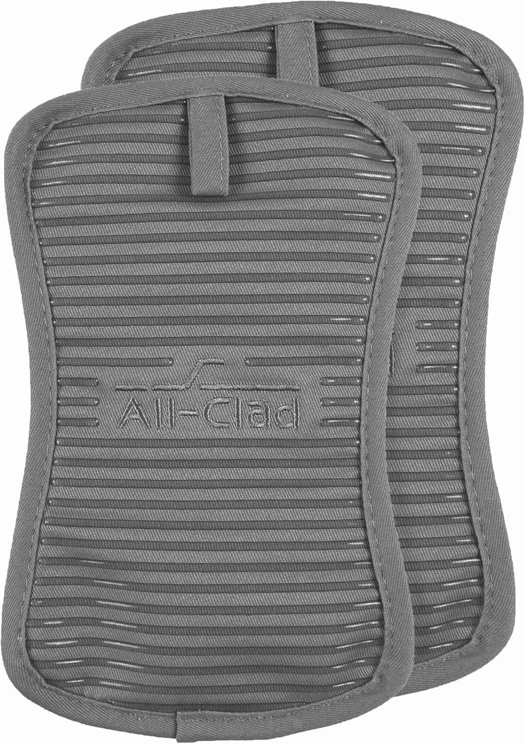 All-Clad Premium Pot Holder & Heating Pad, (2-Pack) Heat Resistant to 500 Degrees, 100% Cotton 10"x6.25" for Kitchen and Barbeque, Pewter