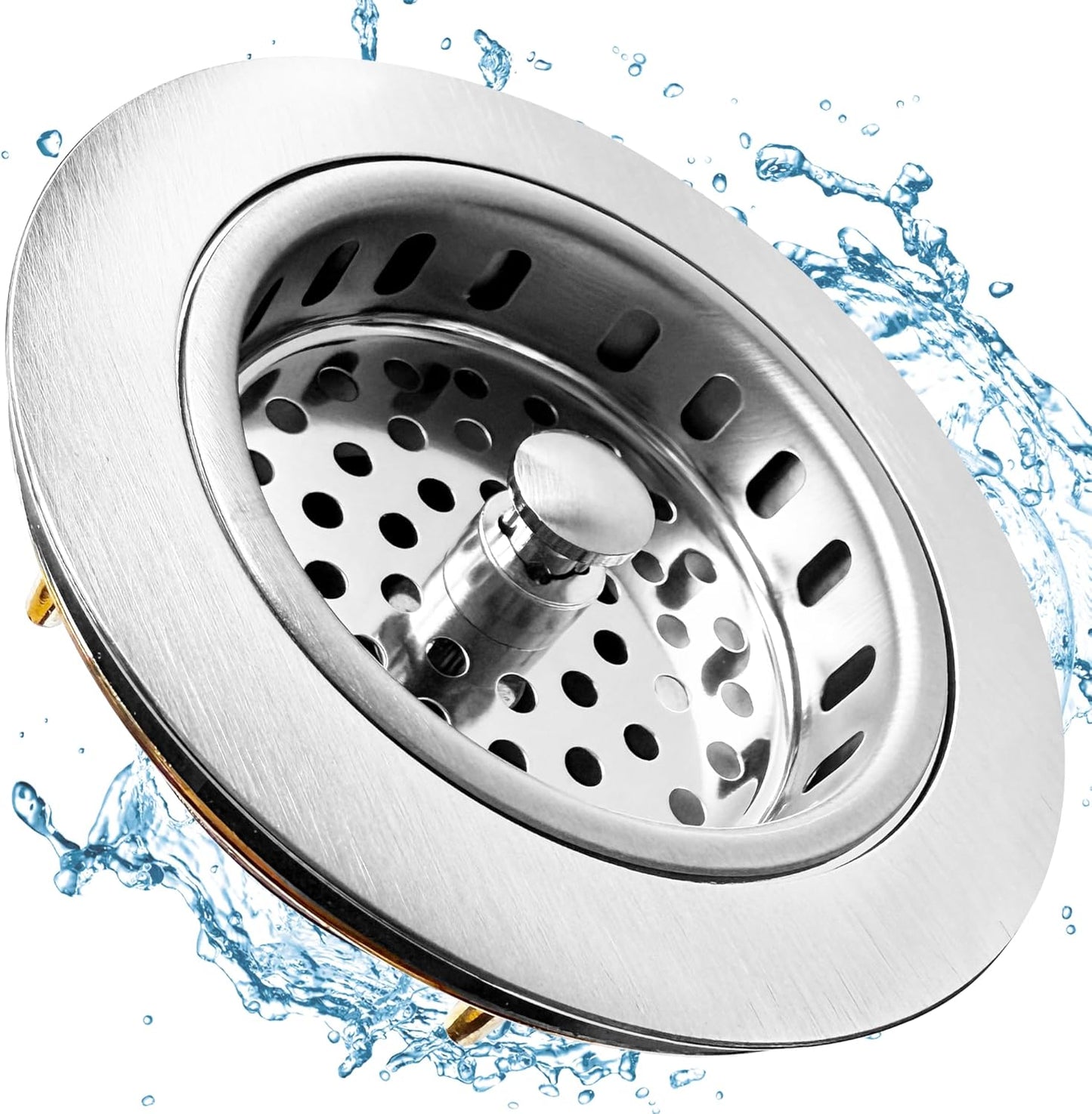 Metal World BS10101BN Post Style Sink Strainer, 3-1/2" Metal Kitchen Strainer, Cast Brass Body Basket Strainer, Strainer with Stainless Steel Basket, Brushed Nickel Finish 1 Pack