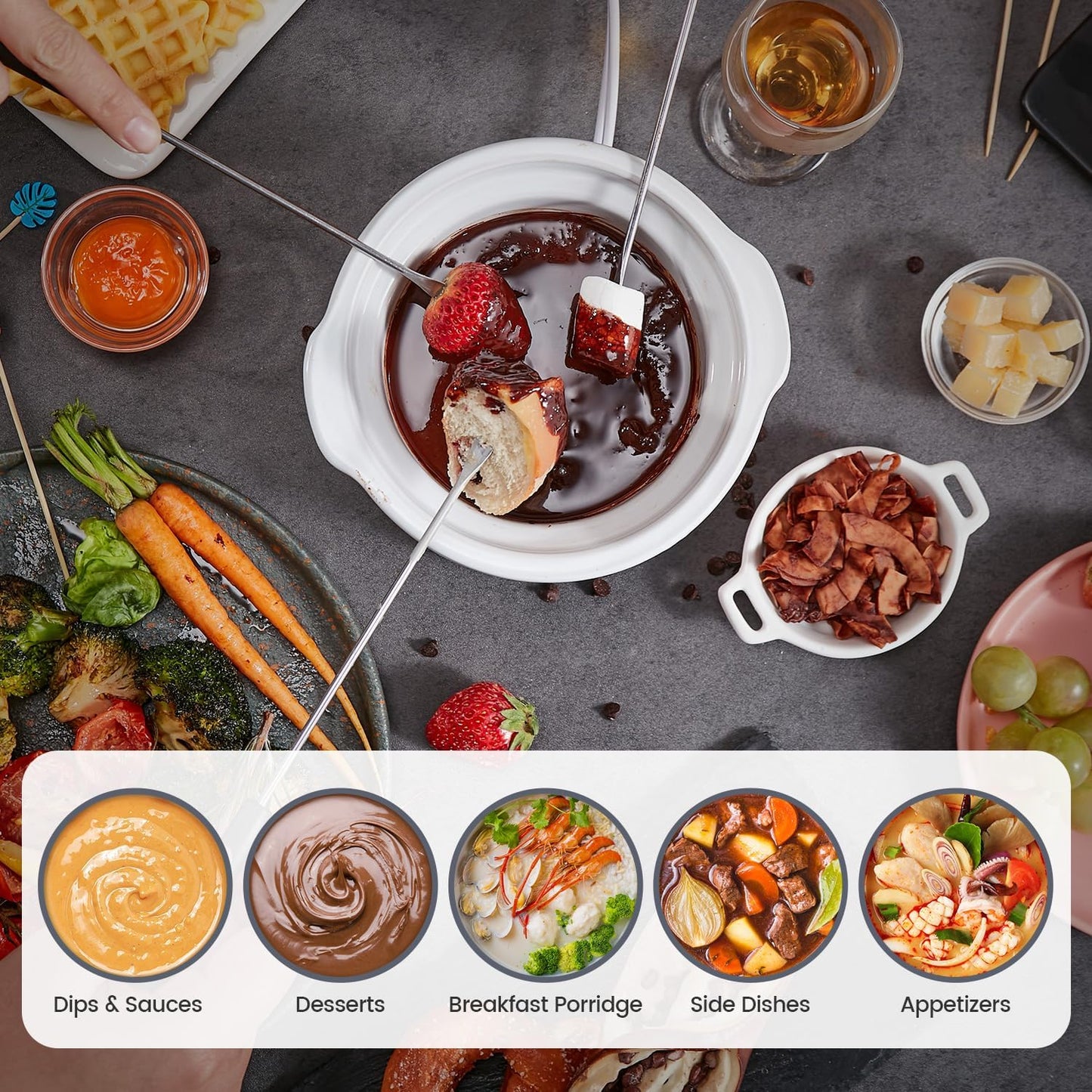 KOOC Small Slow Cooker, 0.65 Quart, Free Liners Included, Upgraded Ceramic Pot, Nutrient Loss Reduction, Sauces, Stews & Dips, Stainless Steel, Pink, Round